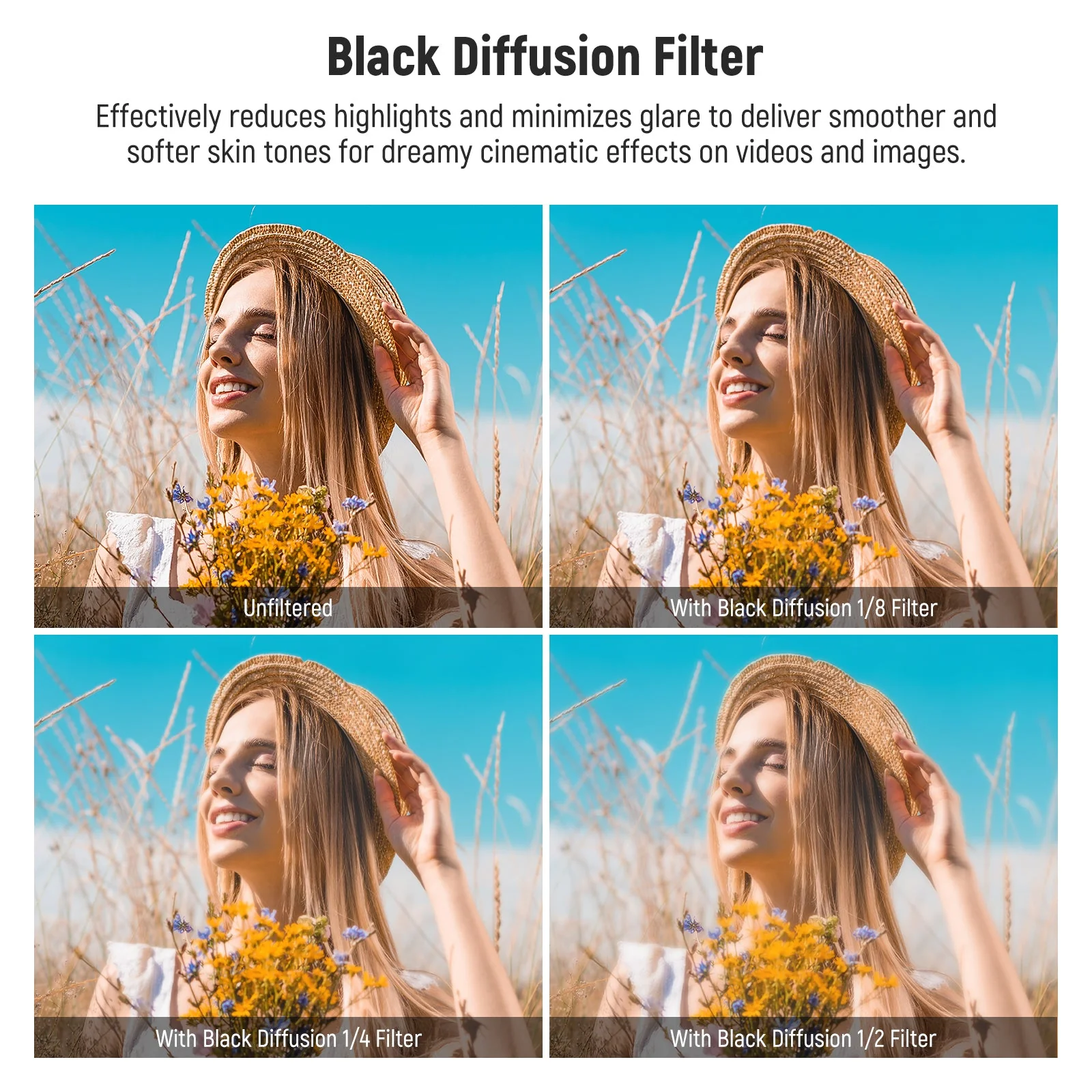 NEEWER FL-B12 Black Diffusion Filter Set for DJI Osmo Pocket 3 / Pocket 4/ Xtra Muse - Image 3
