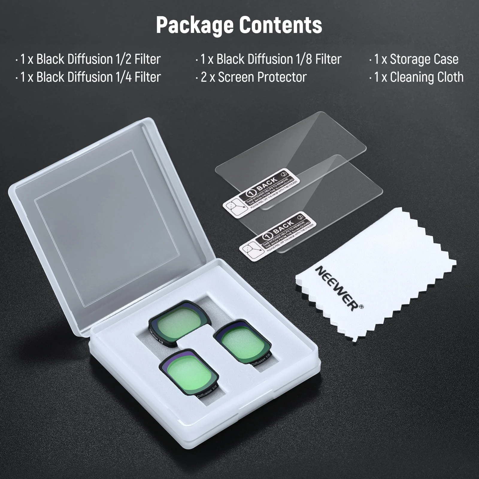 NEEWER FL-B12 Black Diffusion Filter Set for DJI Osmo Pocket 3 / Pocket 4/ Xtra Muse - Image 8