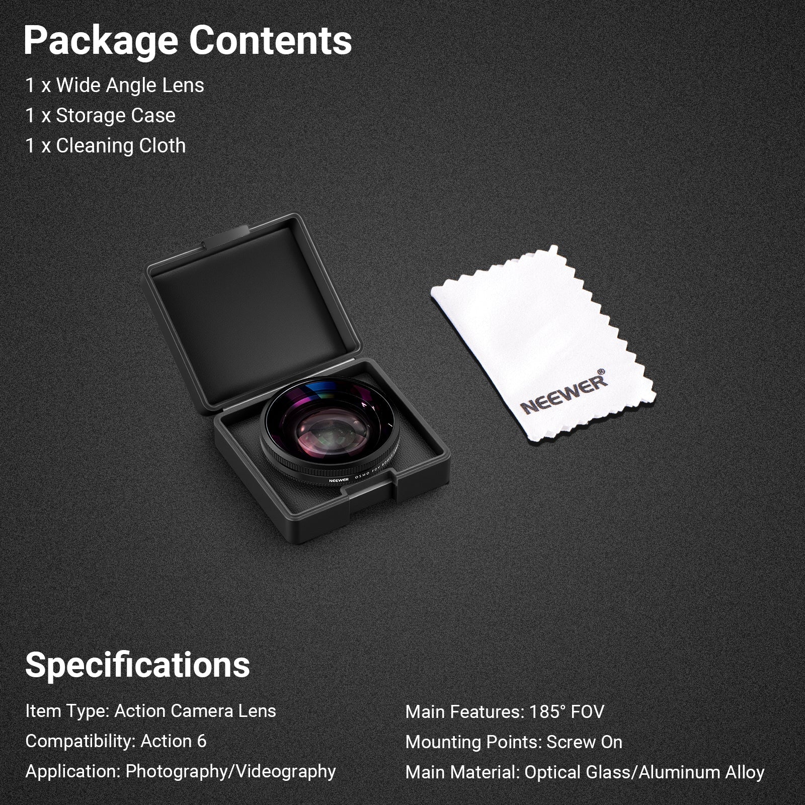 NEEWER FL-B52 185° FOV Wide Angle Lens Compatible with DJI Osmo Action 6 - Image 8