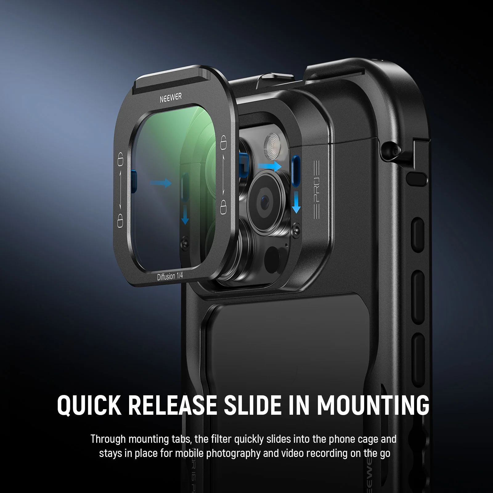 NEEWER FL-I5 1/4 Black Diffusion Phone Lens Filter For iPhone PA073/PA074 Cage - Image 3