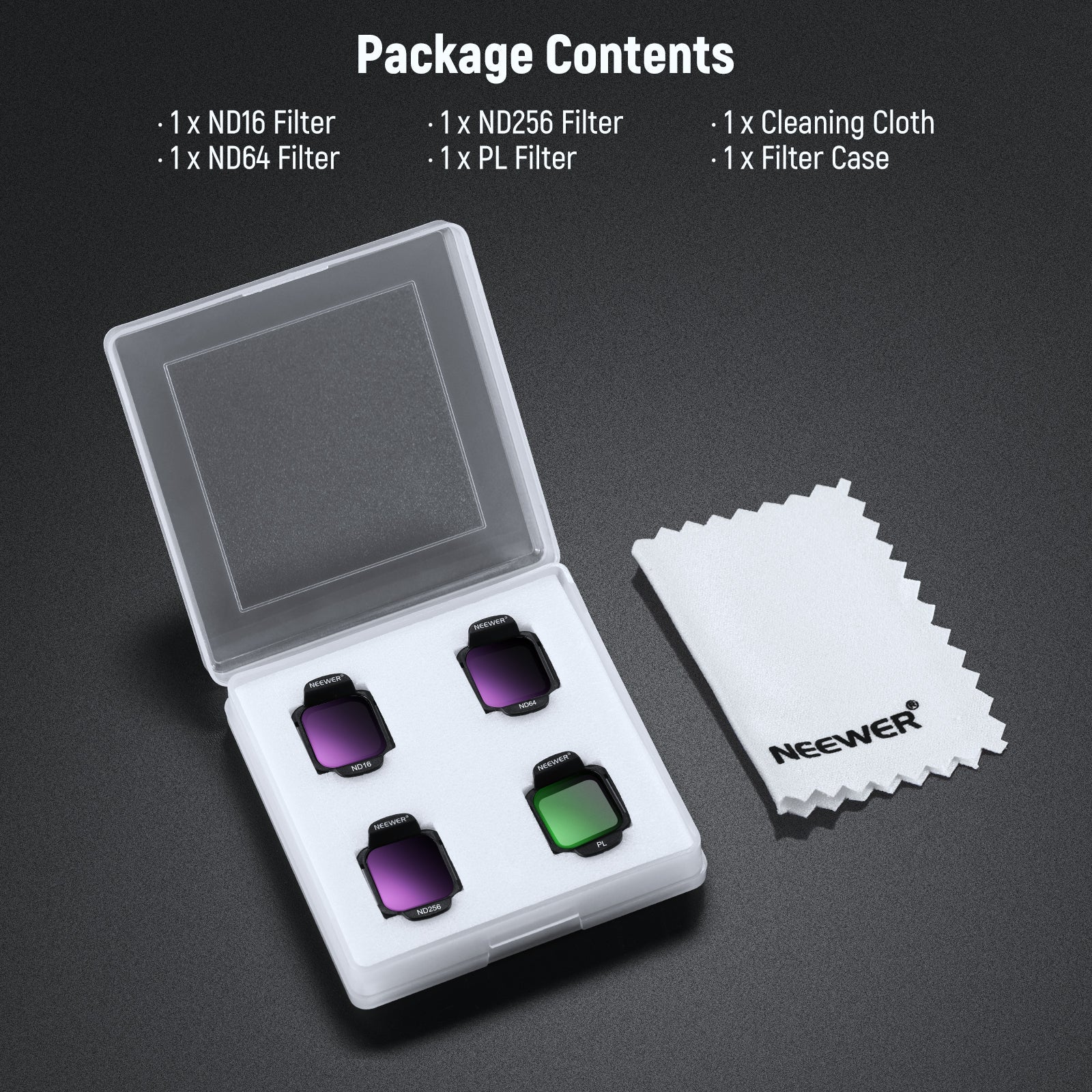 NEEWER FL-N33 4 Pack ND16 ND64 ND256 CPL Filter For DJI Flip / Lito X1 Drone - Image 8