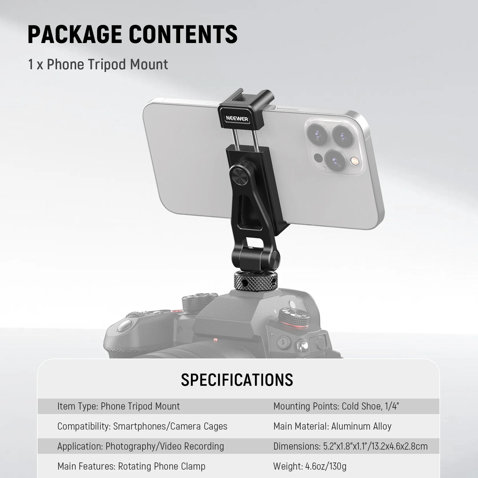 NEEWER GA010 Phone Tripod Mount For DJI RS4 RS3 Pro RS2 RSC2 - Image 15