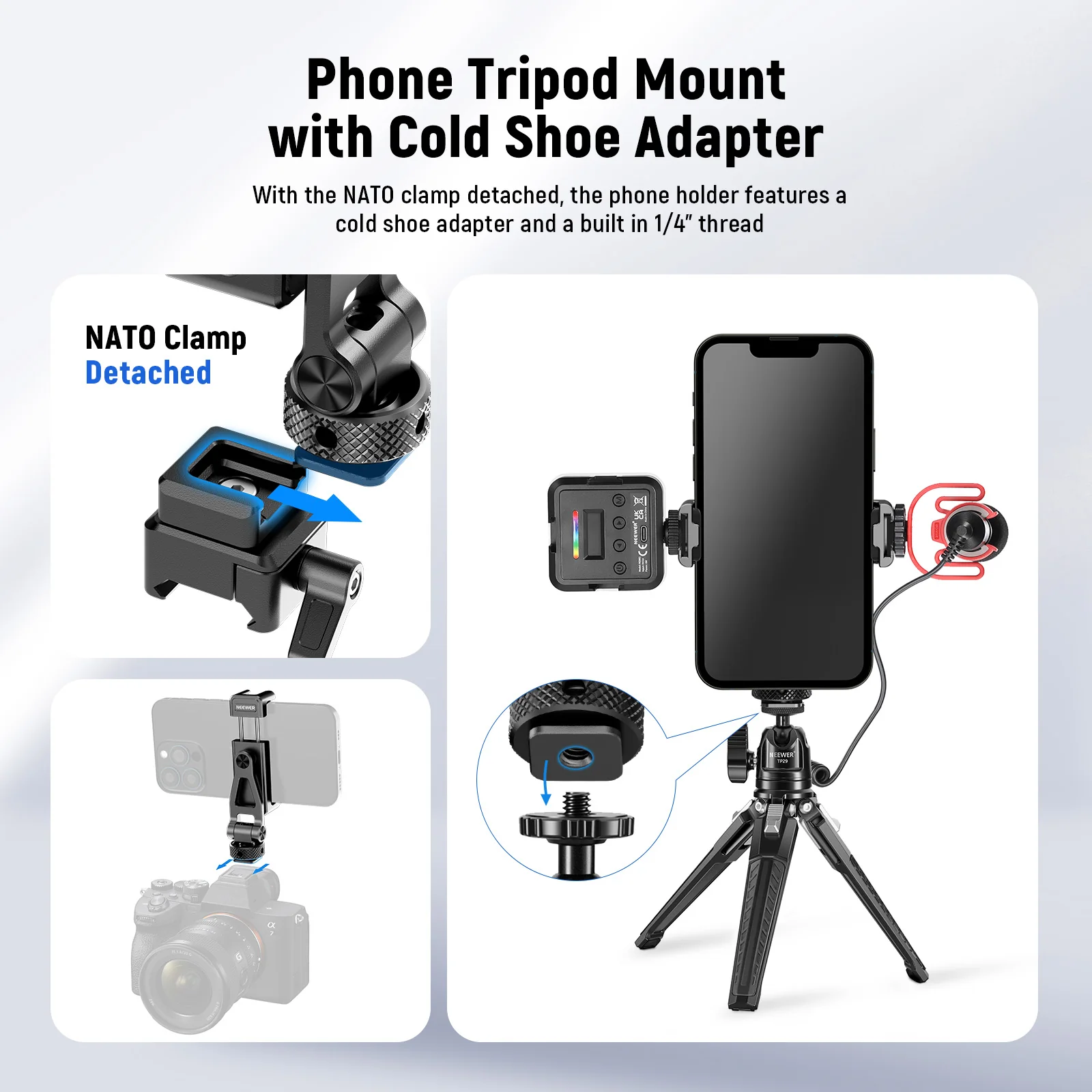 NEEWER GA010 Phone Tripod Mount For DJI RS4 RS3 Pro RS2 RSC2 - Image 3