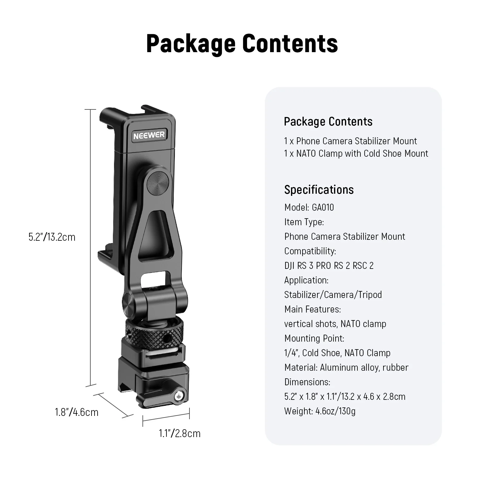 NEEWER GA010 Phone Tripod Mount For DJI RS4 RS3 Pro RS2 RSC2 - Image 8