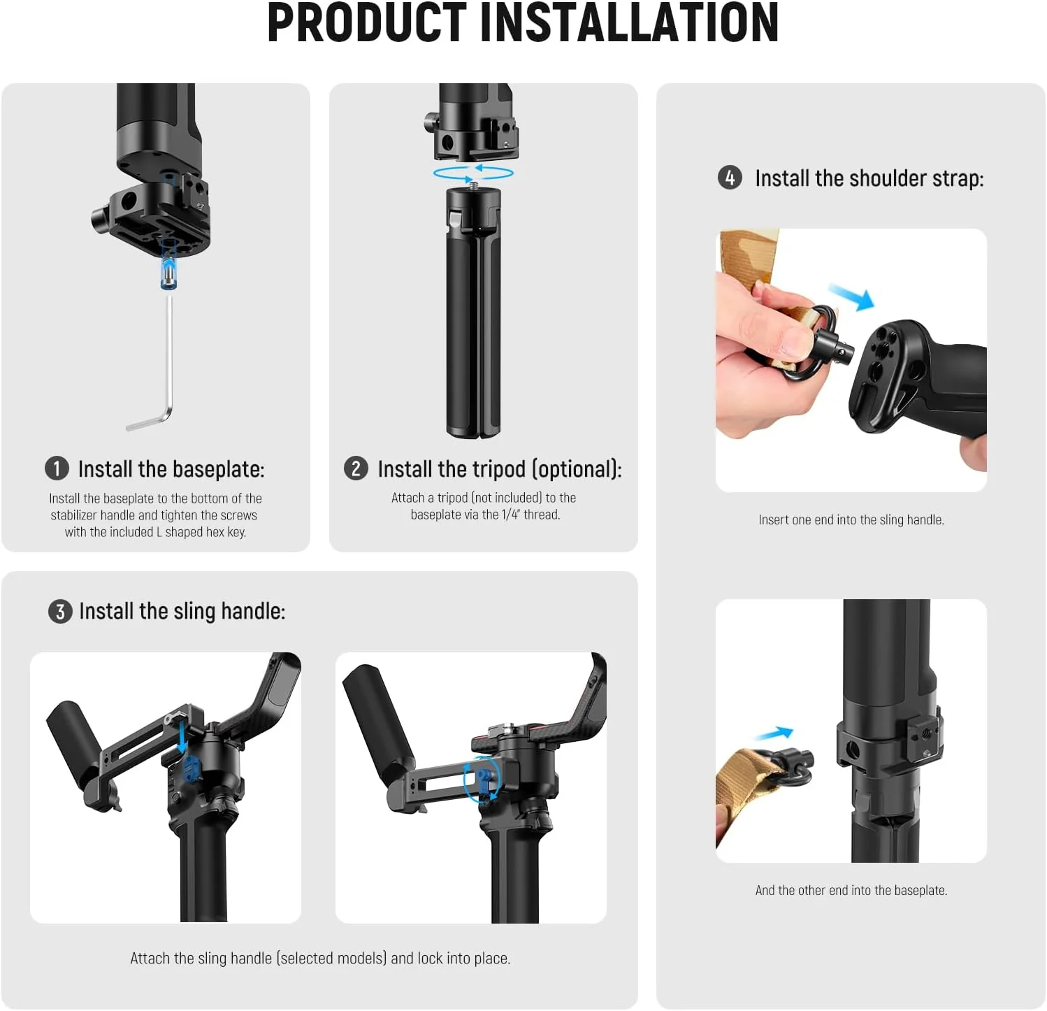 NEEWER GA016 Shoulder Strap for DJI Sling Handle RS4 RS4 Pro RS3 RS3 Pro RS2 - Image 8