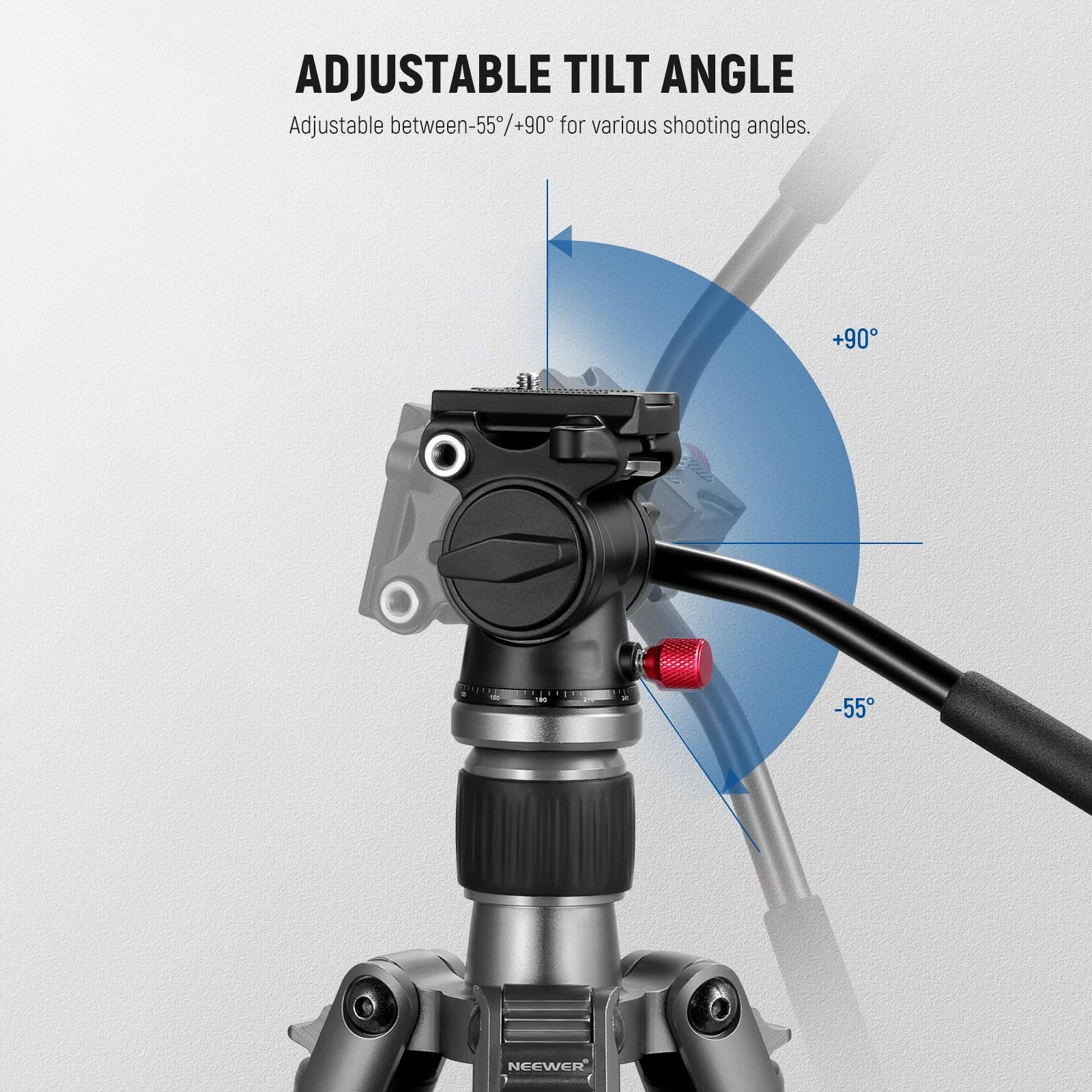 NEEWER GM23 Fluid Tripod Head with Handle & Arca Type Quick Release - Image 3