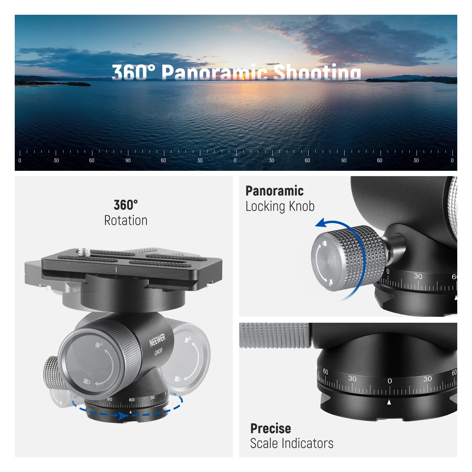 NEEWER GM39 Gimbal Tripod Head - Image 3