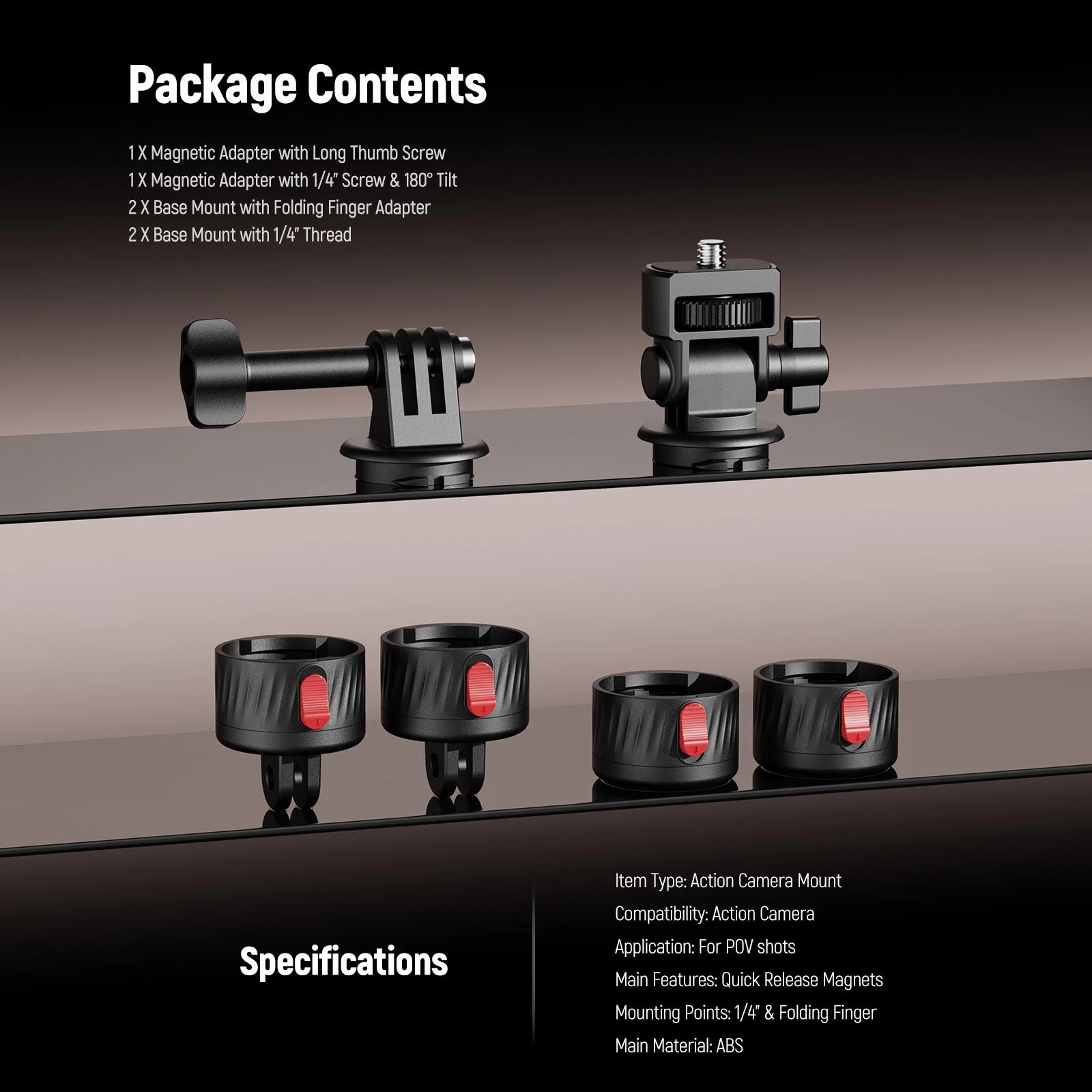 NEEWER GP-24 4 In 1 Action Camera Mount Kit For GoPro DJI Insta360 - Image 8