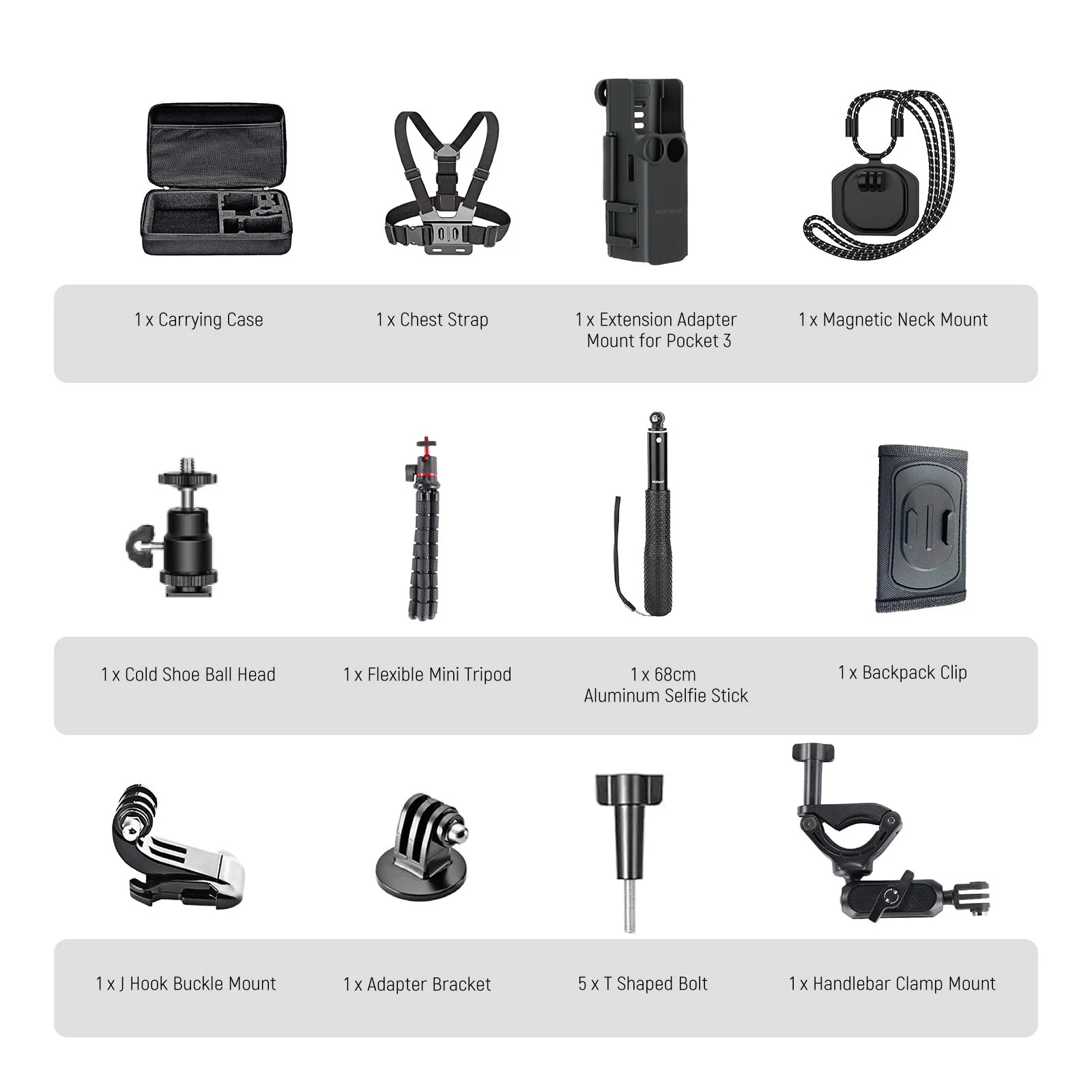 NEEWER BASICS GP-52 16 In 1 Adapter Mounts Accessories Kit for DJI OSMO Pocket 3 - Image 7