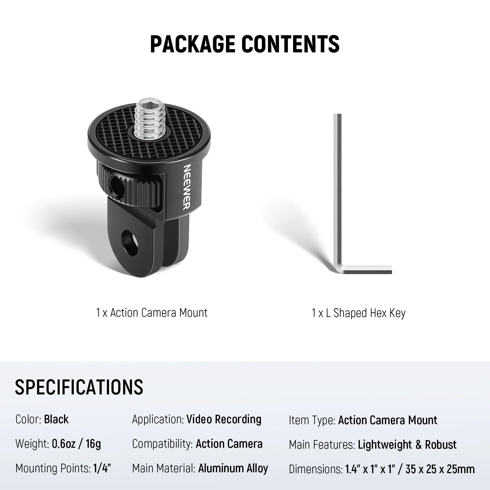 NEEWER GP-7 Action Camera Mount Adapter For GoPro - Image 10