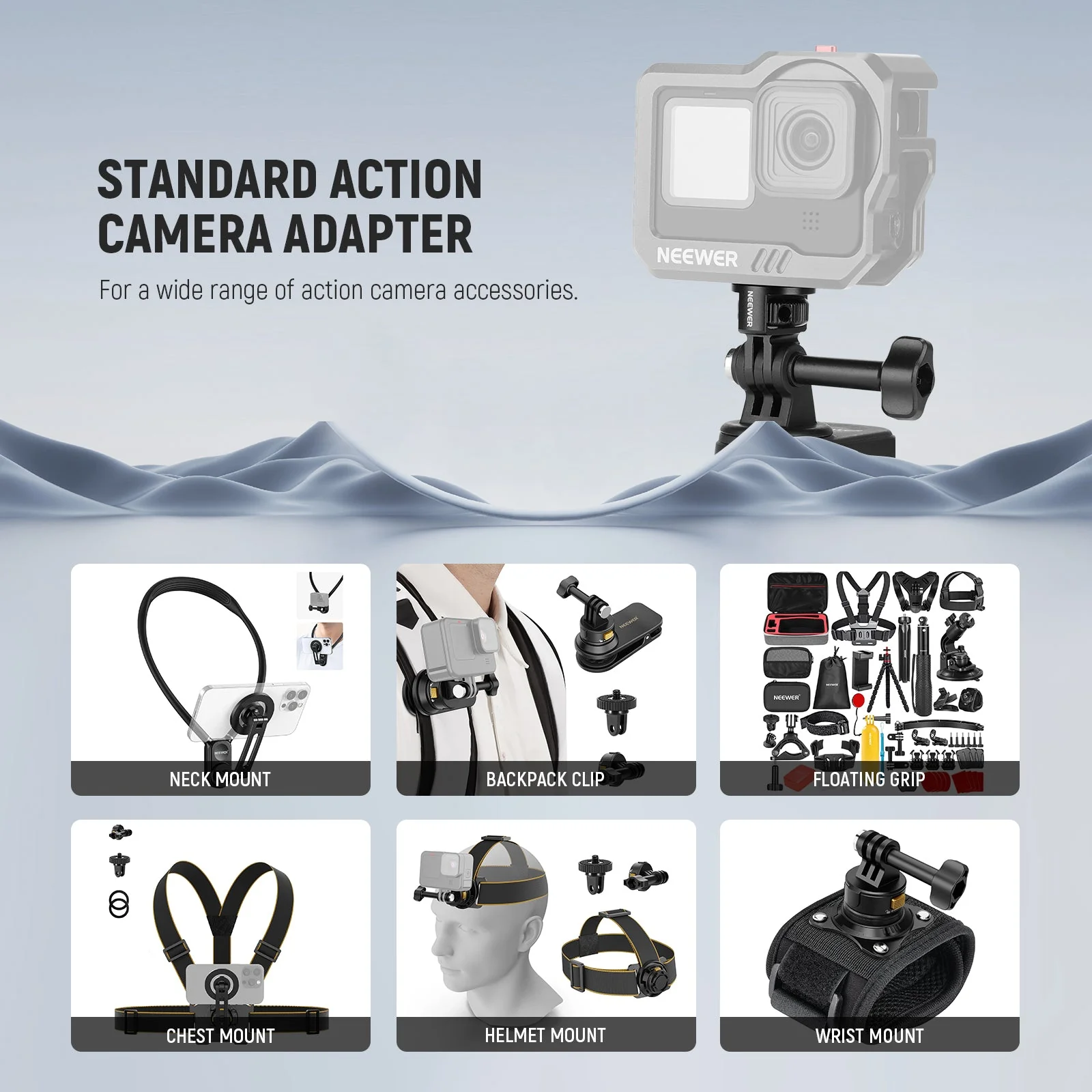 NEEWER GP-7 Action Camera Mount Adapter For GoPro - Image 4