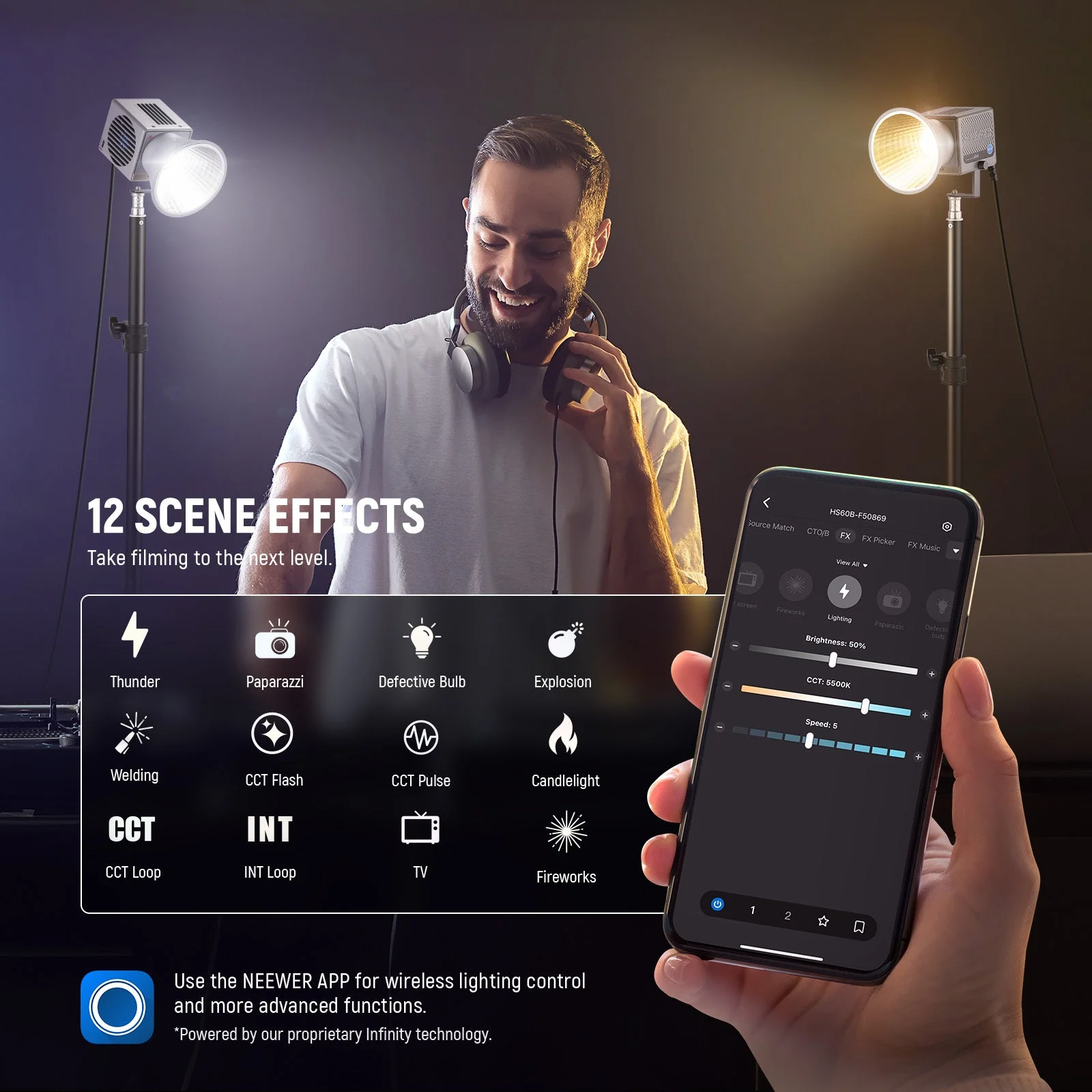 NEEWER HS60B 60W Bi-Color Mini COB LED Video Light - Image 5