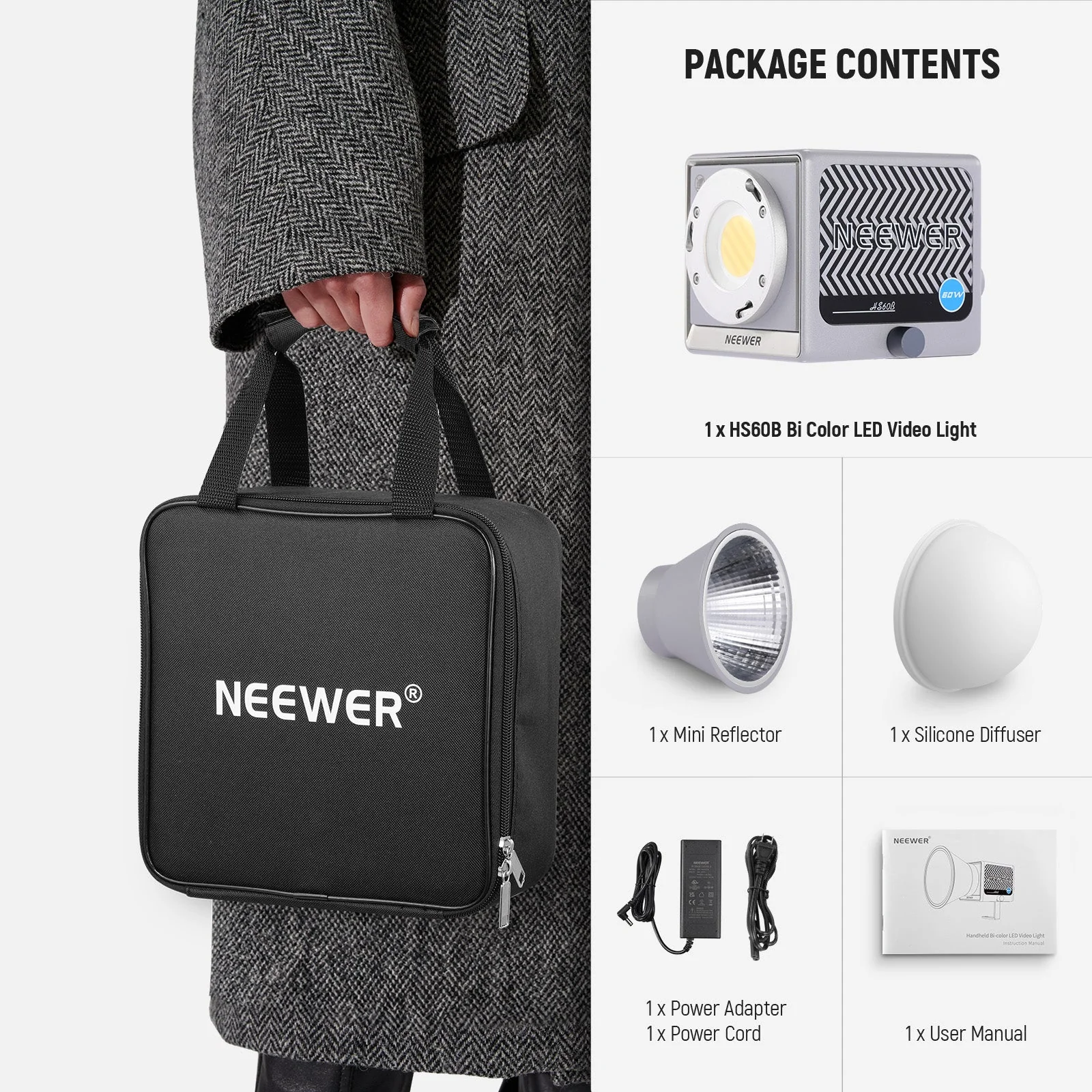 NEEWER HS60B 60W Bi-Color Mini COB LED Video Light - Image 9