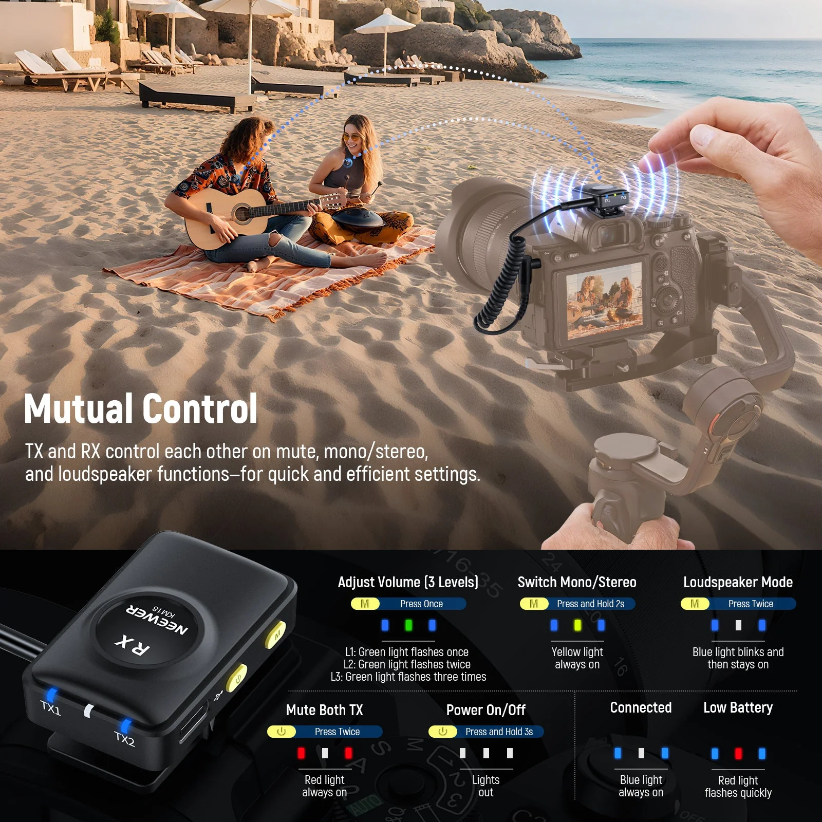 NEEWER KM18 Wireless Microphone with USB C Charging Case for Camera - Image 4