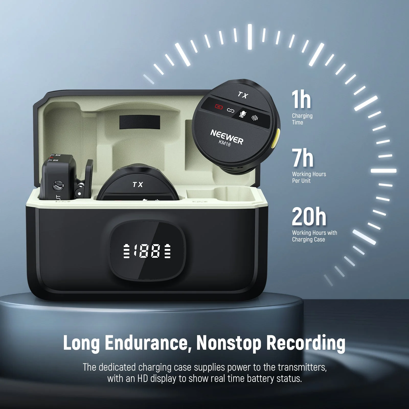 NEEWER KM18 Wireless Microphone with USB C Charging Case for Camera - Image 7
