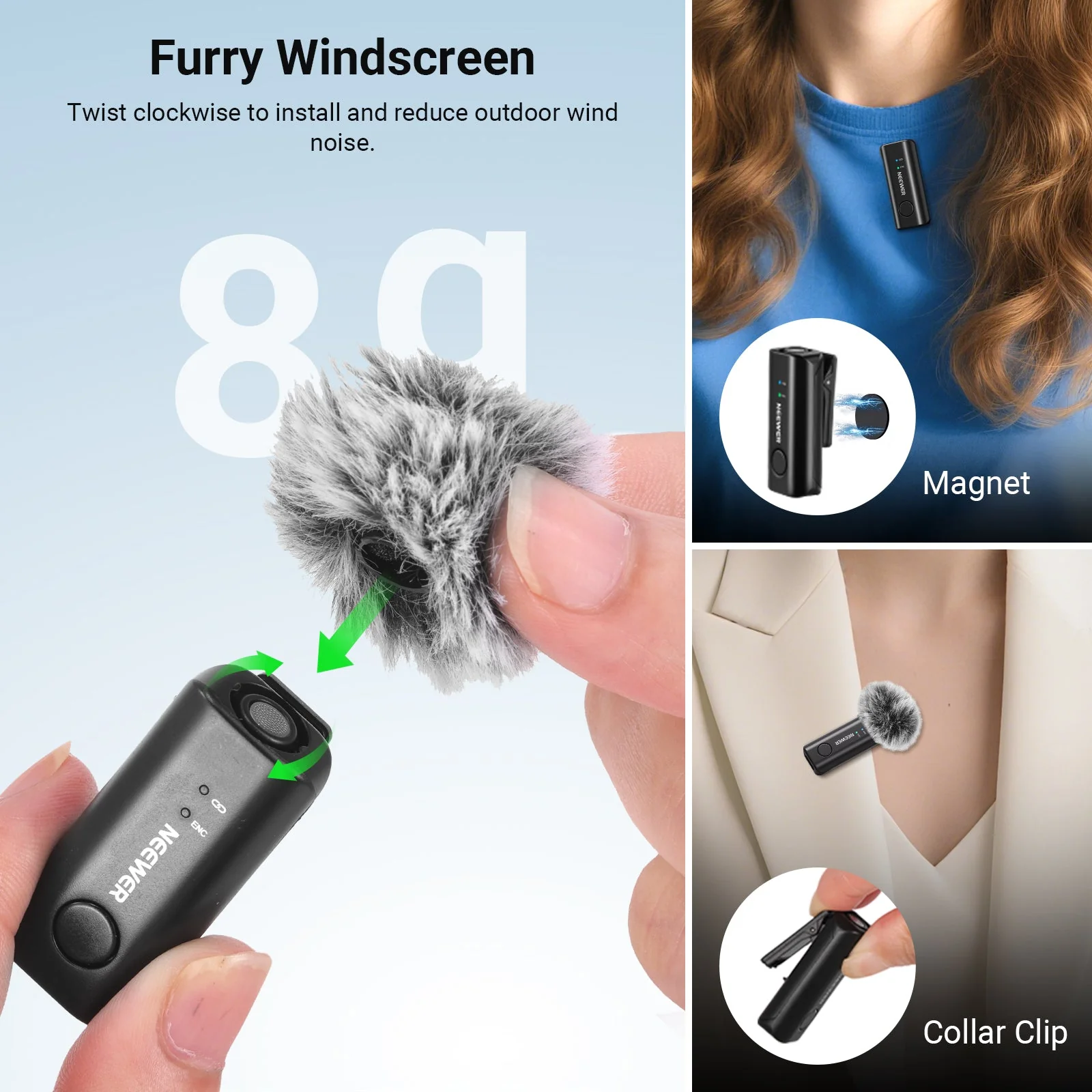 NEEWER KM23C Wireless Lavalier Microphone System - Image 4