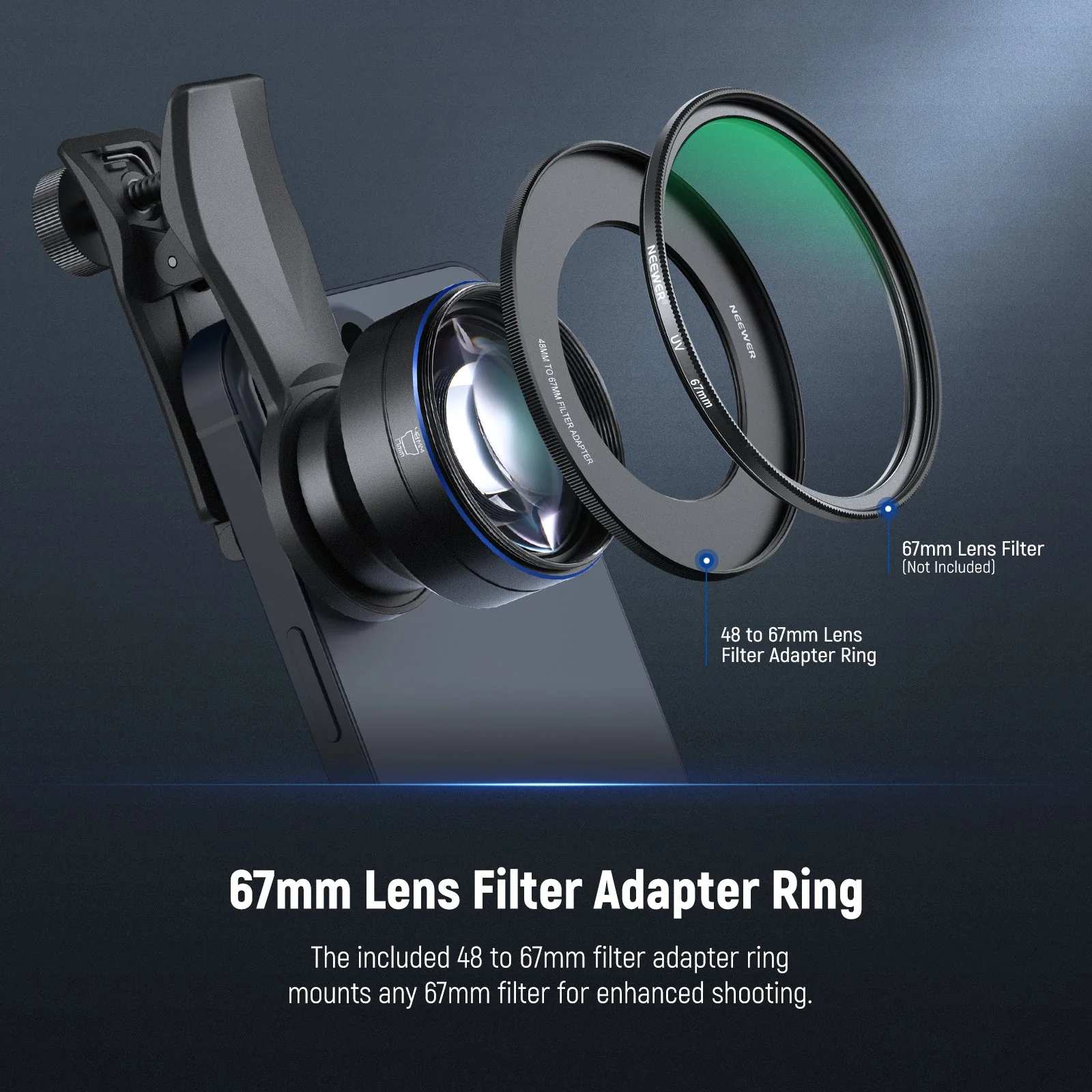 NEEWER LS-26 PRO 105mm Macro Lens with 17mm Phone Clip & 67mm Filter Adapter - Image 6