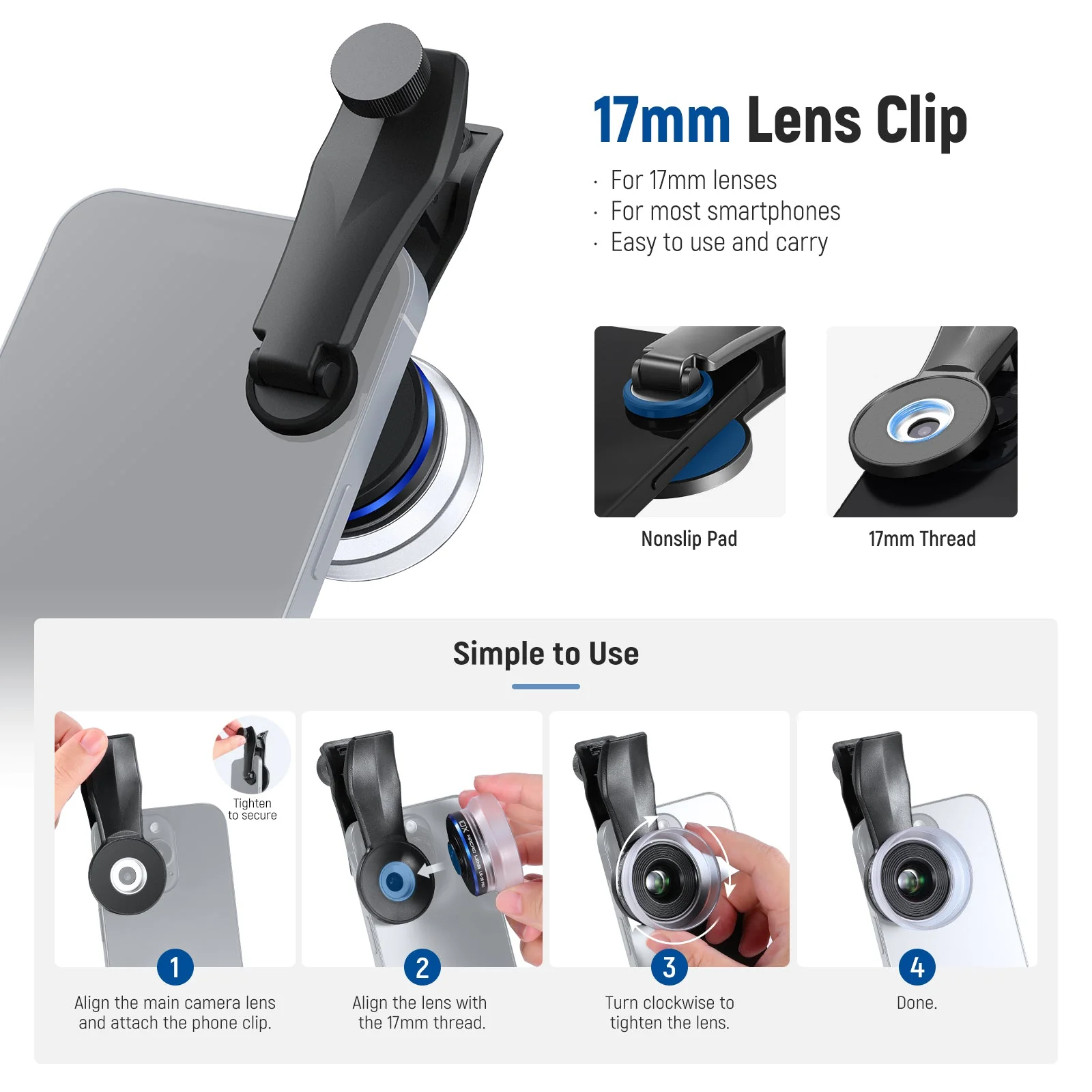NEEWER LS-28 PRO 10X Macro Lens with 17mm Thread Phone Lens Clip & Diffuser For Smartphone - Image 7