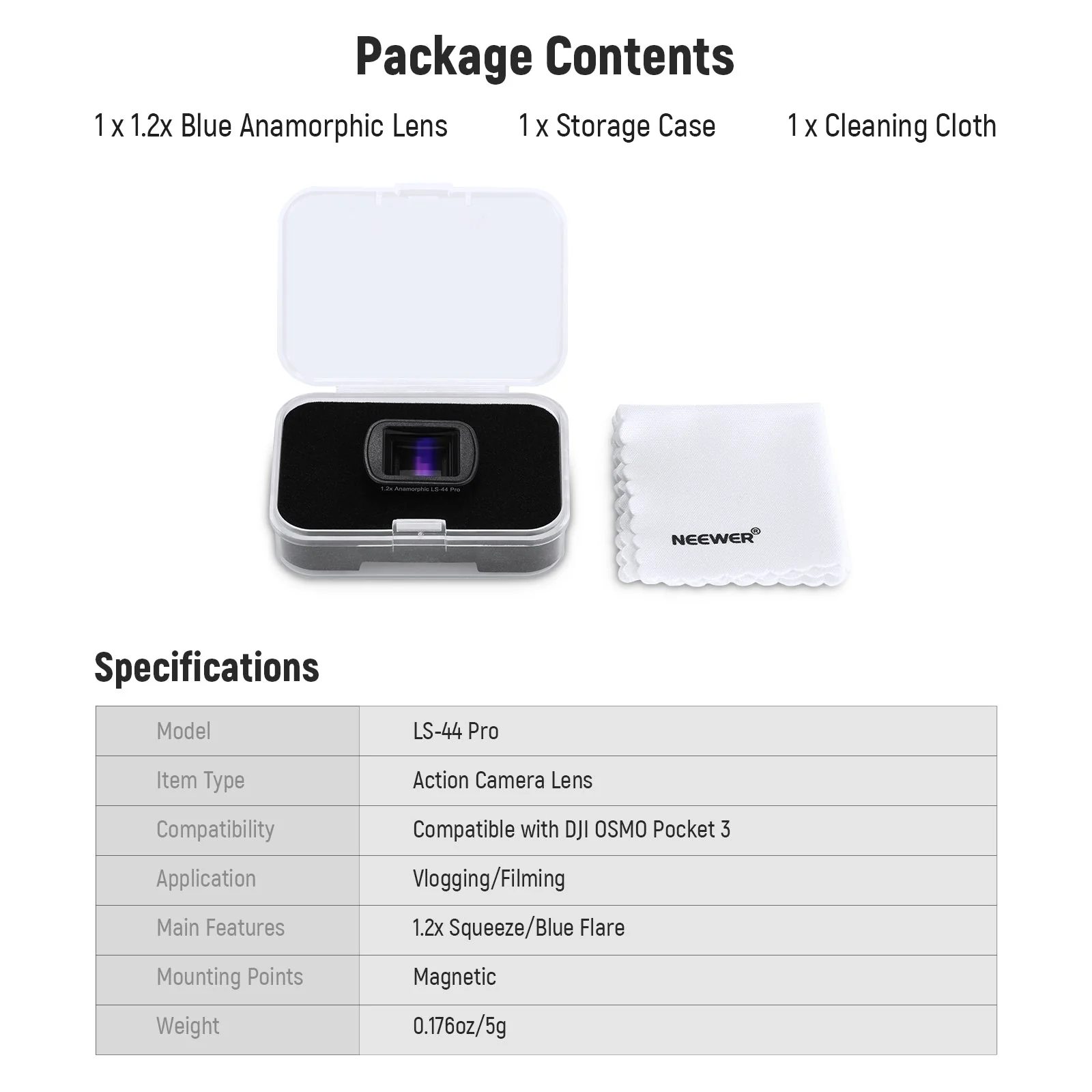 NEEWER LS-44 Pro 1.2X Blue Anamorphic Lens For DJI Osmo Pocket 3 / Pocket 4/ Xtra Muse - Image 9