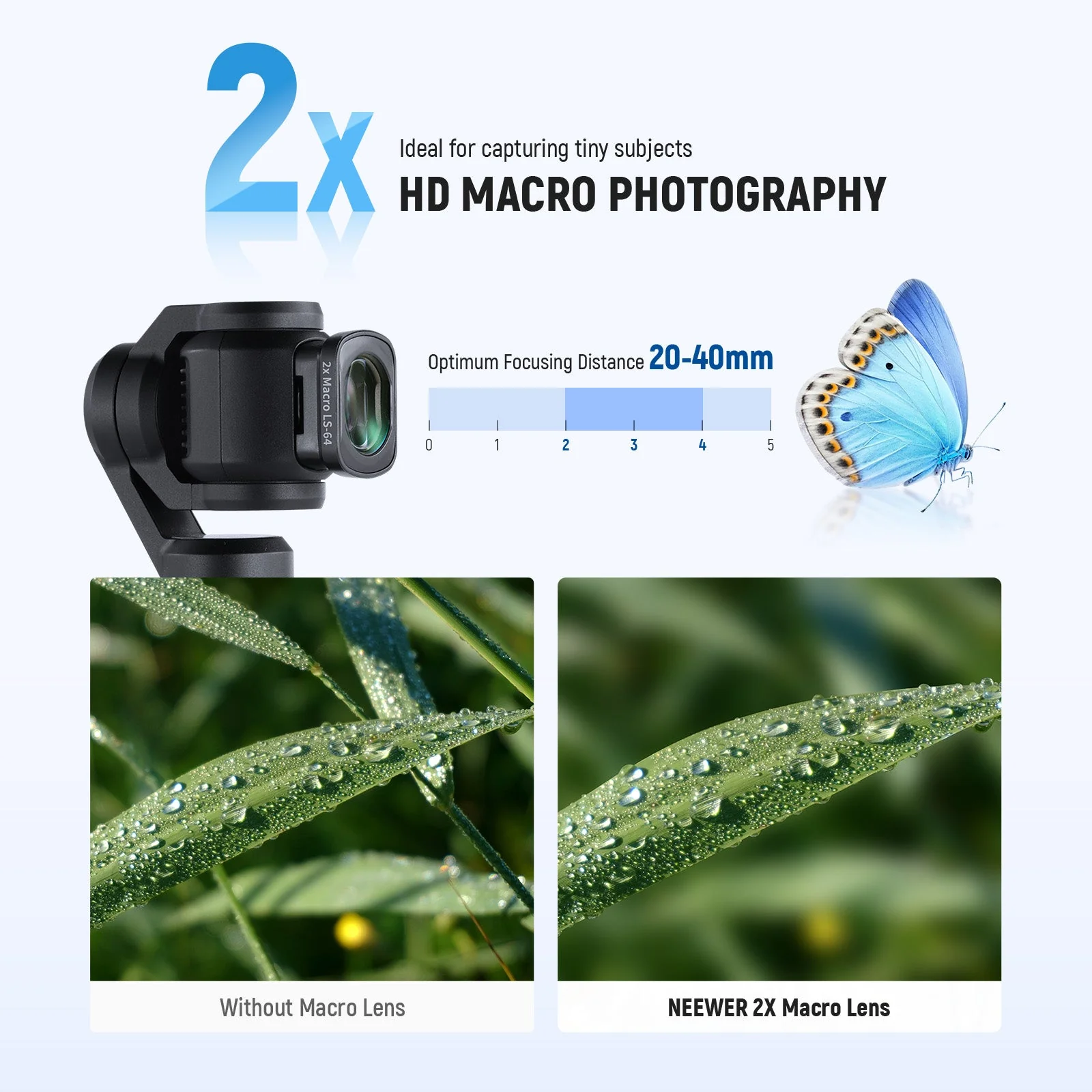 NEEWER LS-64 2X Macro Lens for DJI Osmo Pocket 3 / Pocket 4/ Xtra Muse - Image 3