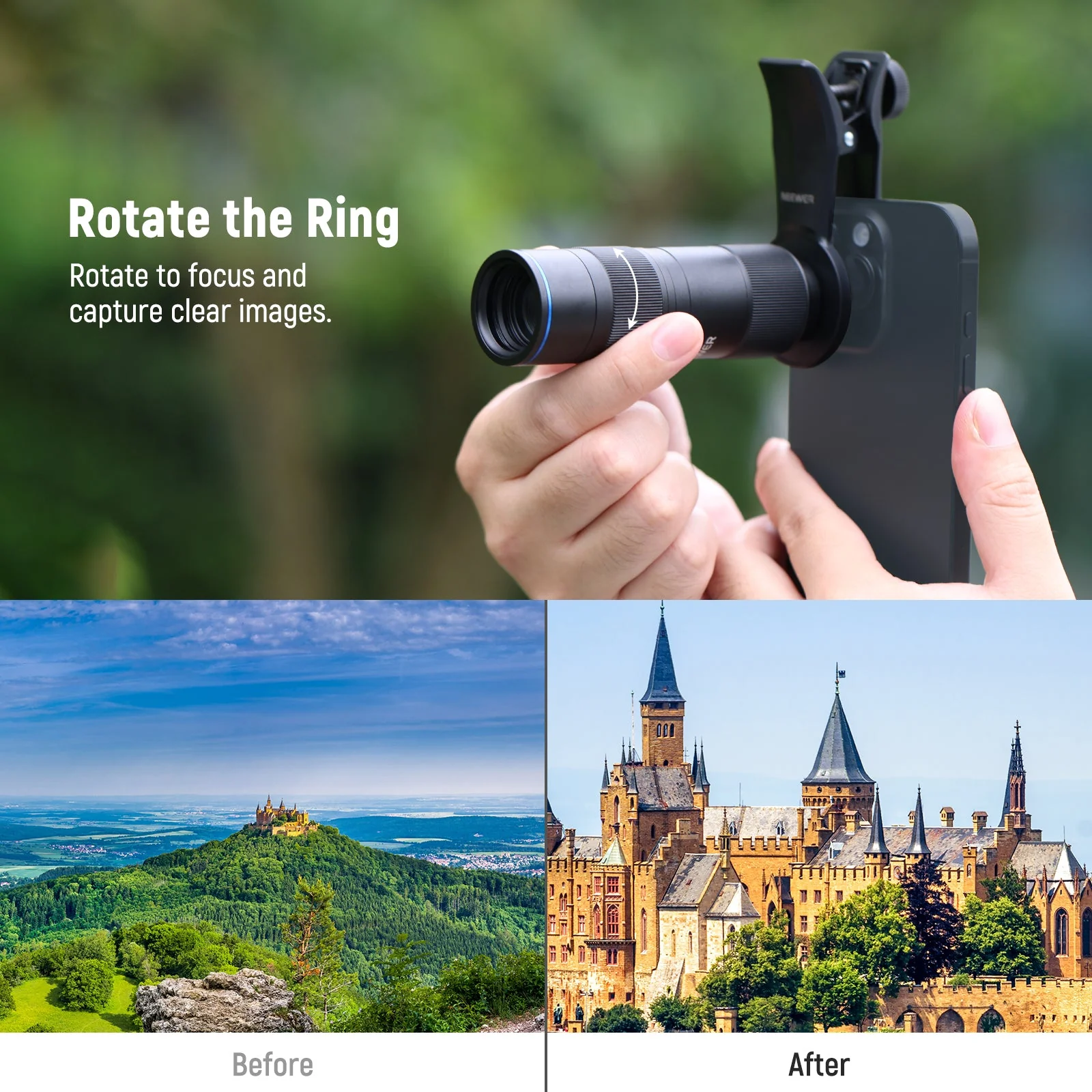 NEEWER LS-78 400mm Phone Telephoto Lens with 17mm Threaded Lens Clip - Image 3