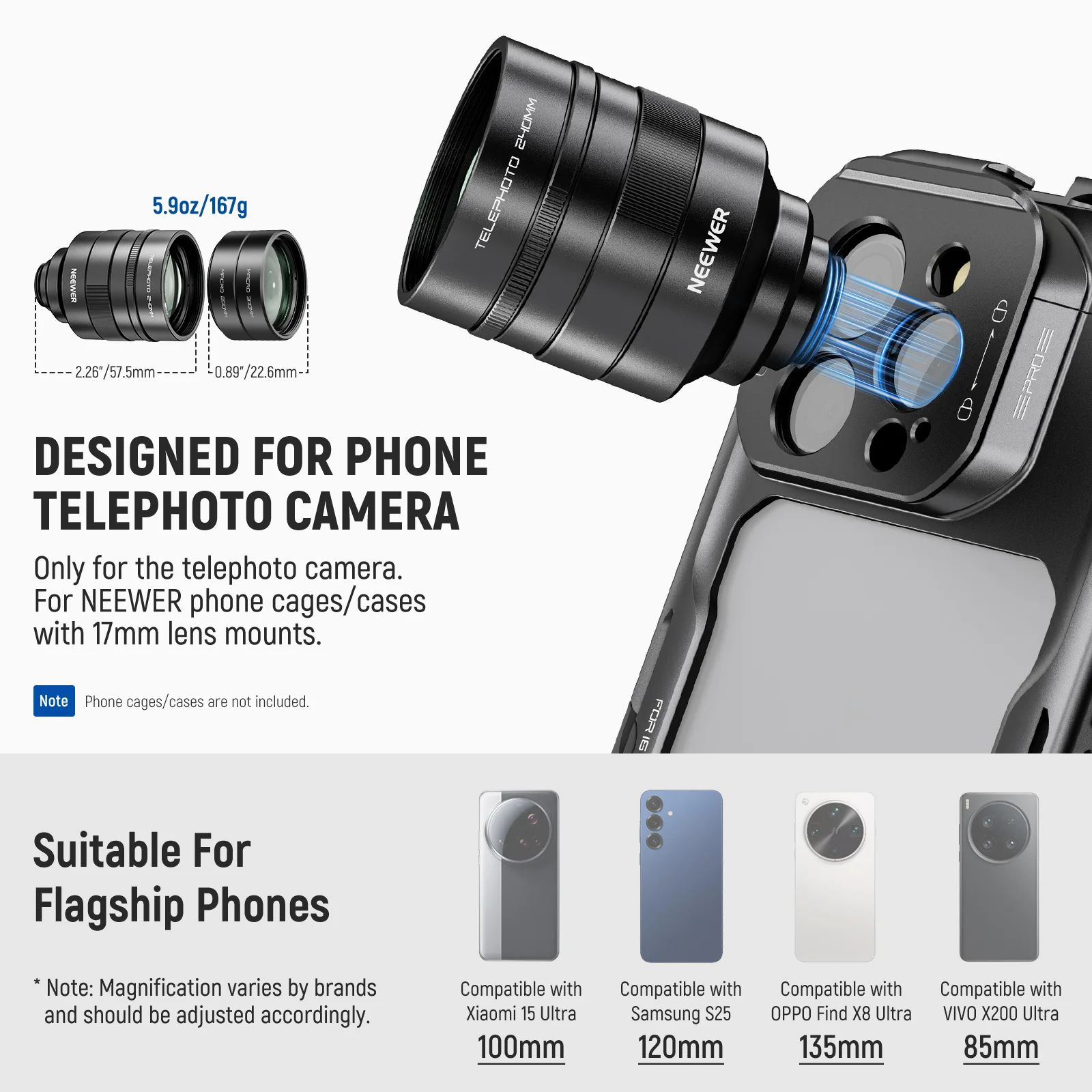 NEEWER LS-79 2X 240mm Converter for Phone Telephoto Camera Lens - Image 13