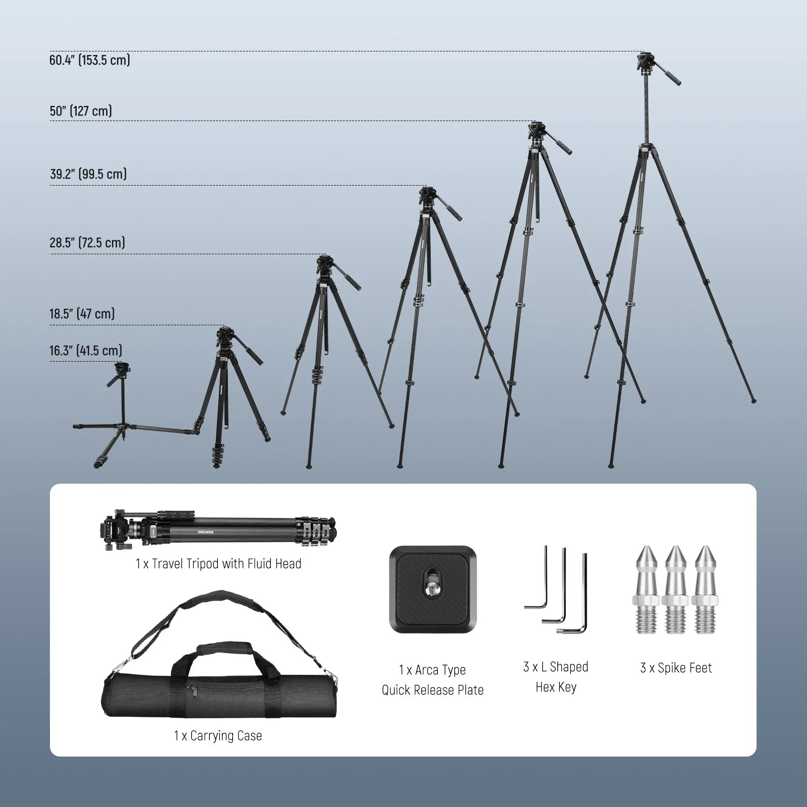 NEEWER LT36/LT37 60.4" Carbon Fiber Travel Tripod - Image 16