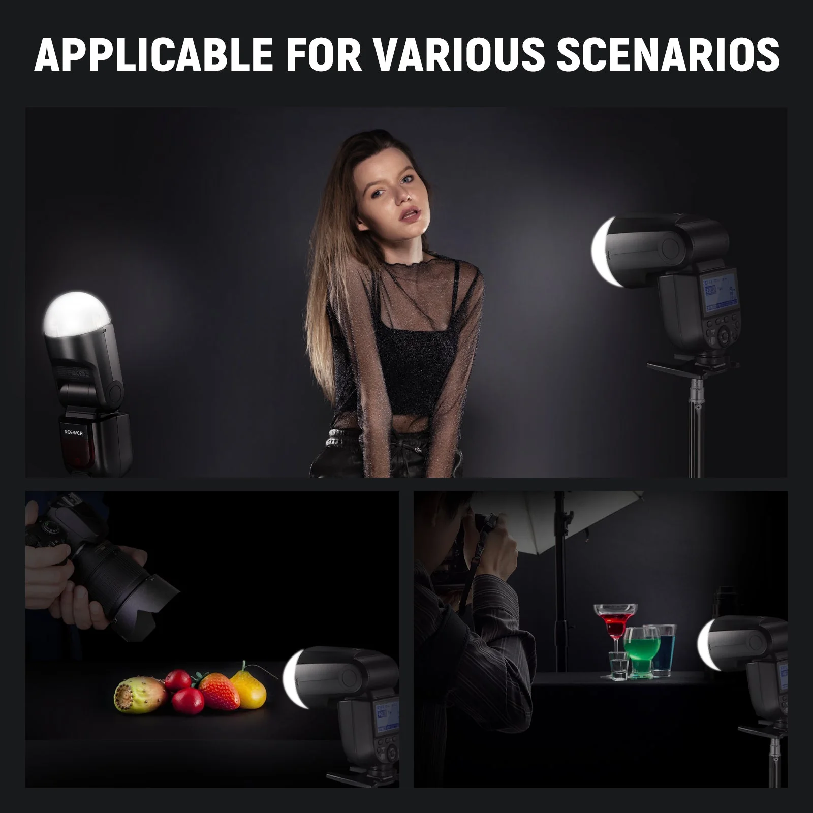 NEEWER M12 Magnetic Dome Diffuser for Round Head Speedlite Flash - Image 7