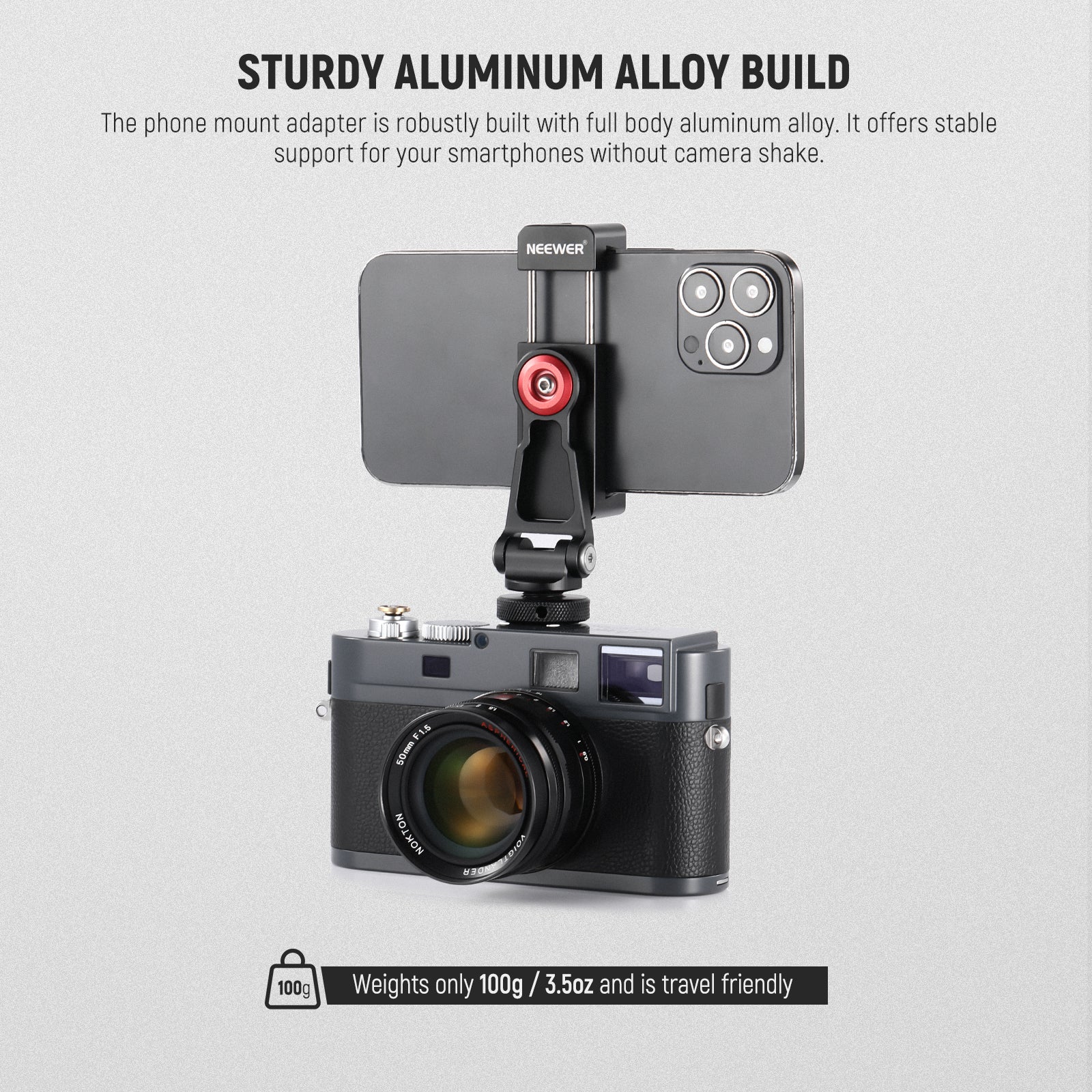 NEEWER Metal Phone Tripod Mount Adapter - Image 6