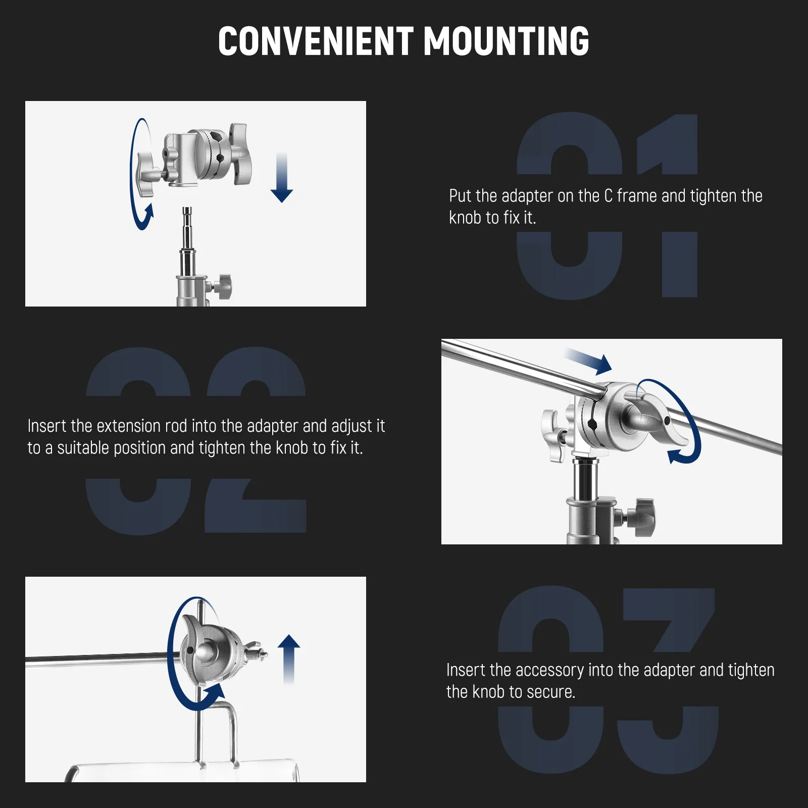 NEEWER Swivel Head Holder Mounting Adapter - Image 7