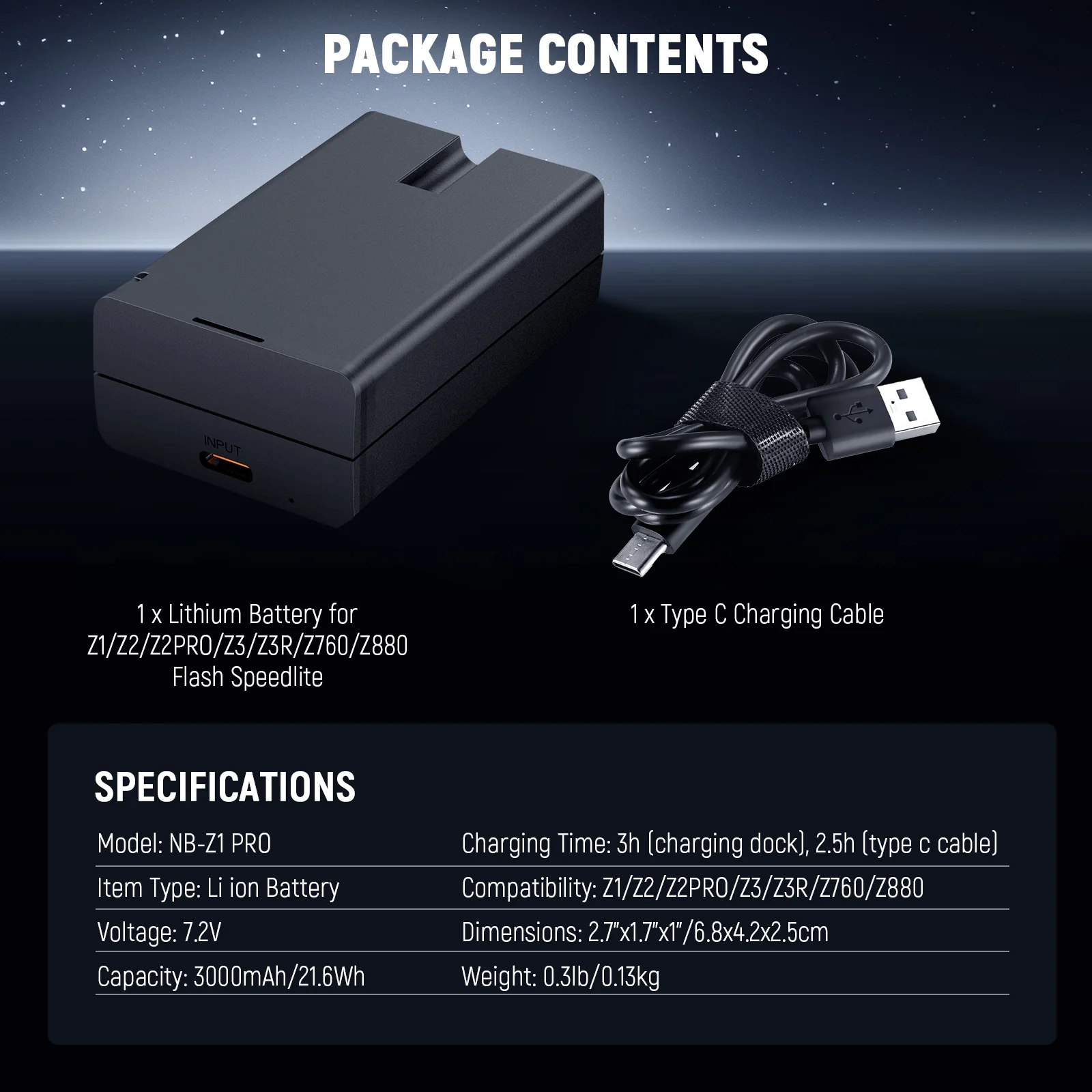 NEEWER NB-Z1 PRO 7.2V/3000mAh Replacement Li ion Battery for Flash Speedlite - Image 8