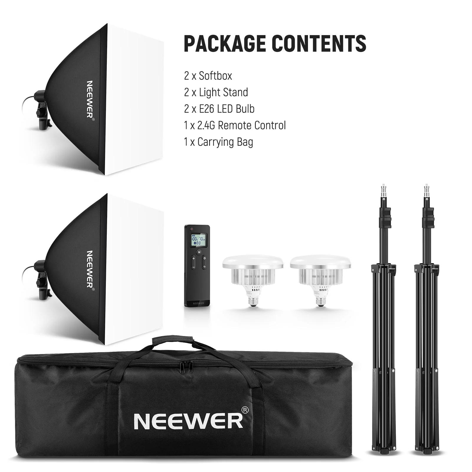 NEEWER 24"X24"/60x60cm Softbox Lighting Kit - Image 9
