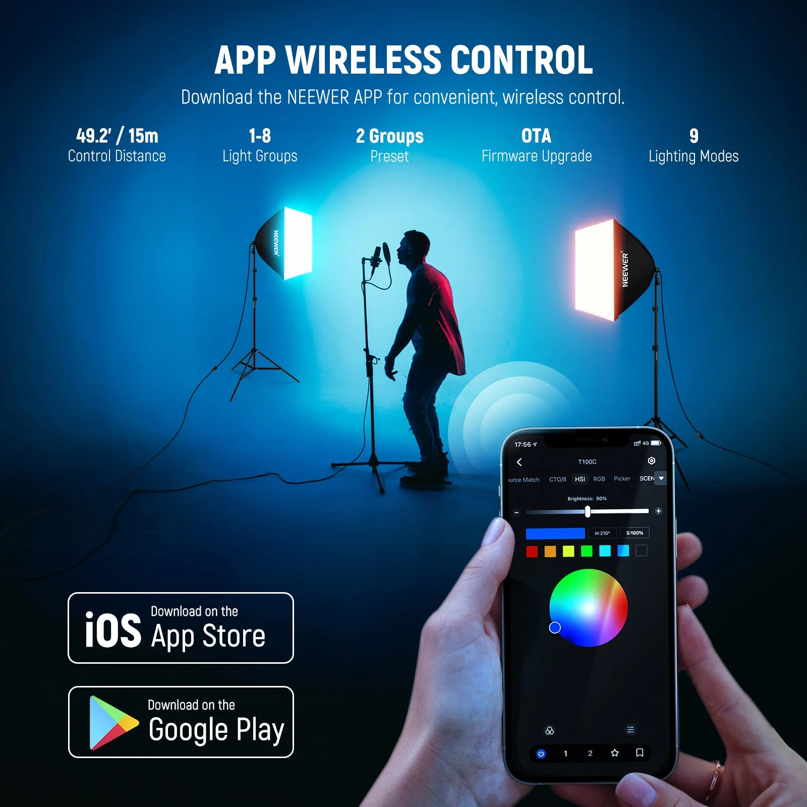 NEEWER NK800 RGB Softbox Lighting Kit with App Control - Image 4