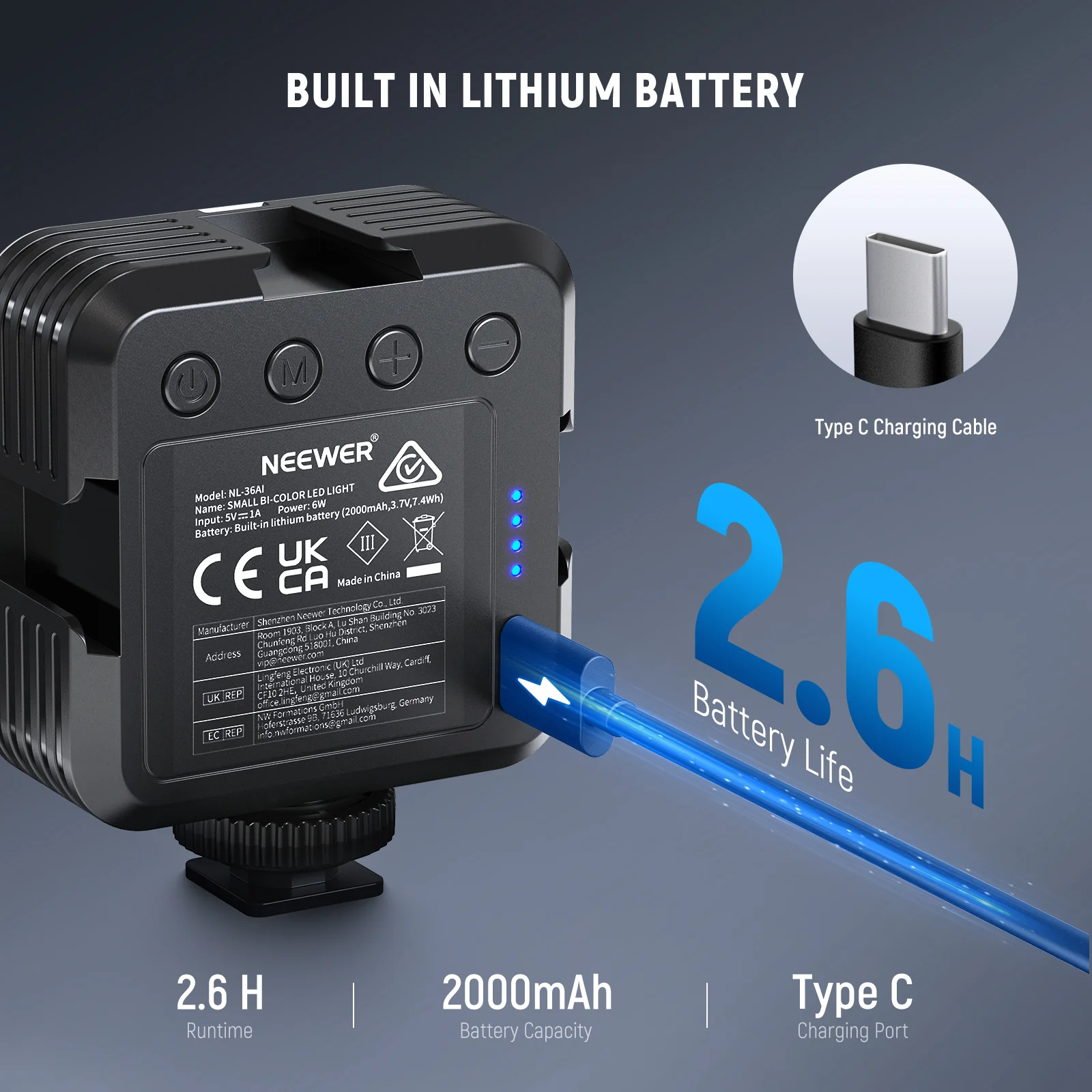NEEWER NL-36AI Bi-Color LED Video Light - Image 5