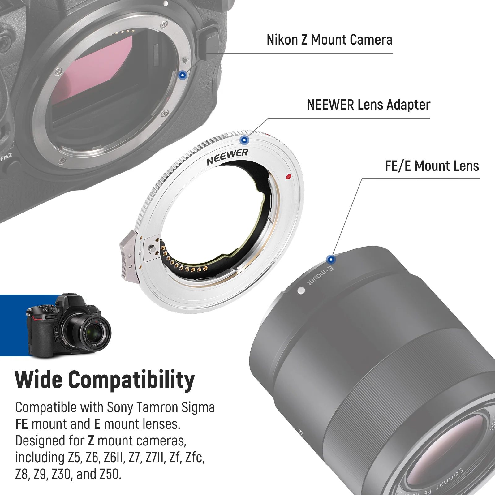 NEEWER NW-ETZ Camera Autofocus Adapter Ring for Nikon - Image 2