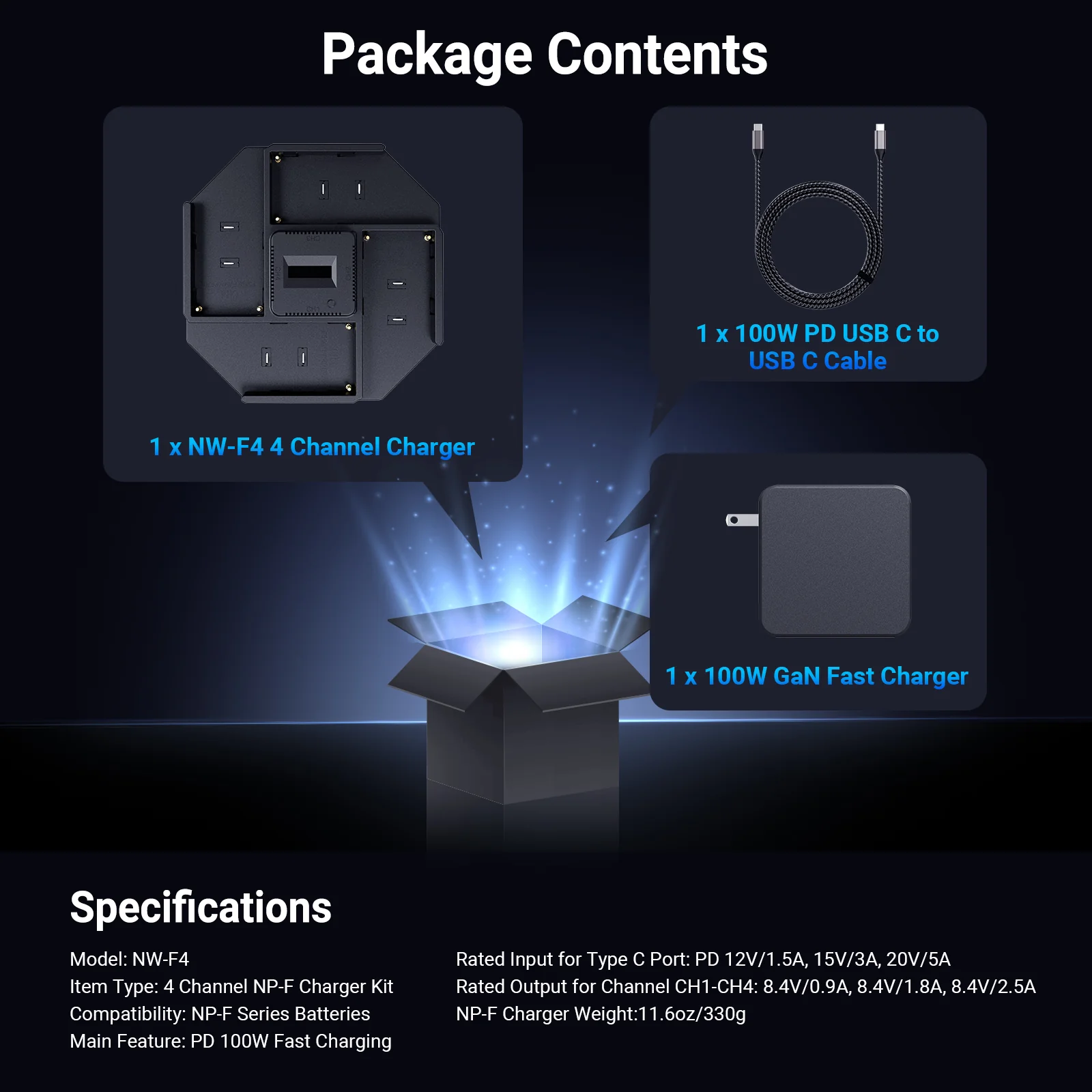 NEEWER NW-F4 4 Channel Charger for NP-F550 NP-F750 NP-F970 Camera Battery - Image 18