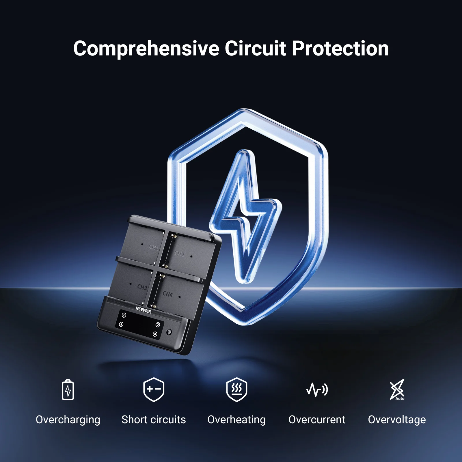 NEEWER NW-F4R 4 Channel Charger for NP-F Series Batteries - Image 12