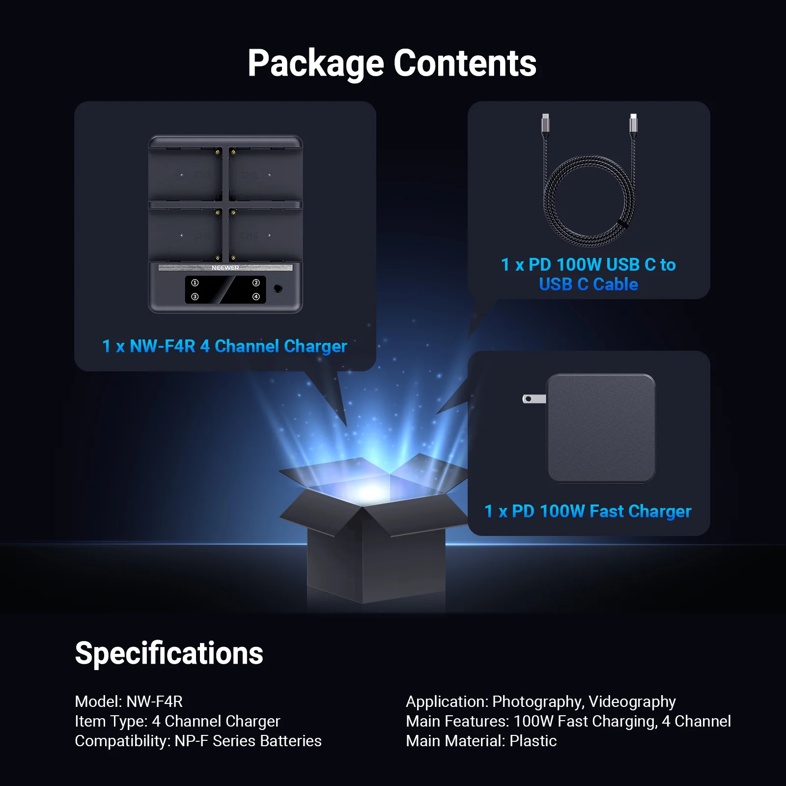 NEEWER NW-F4R 4 Channel Charger for NP-F Series Batteries - Image 13