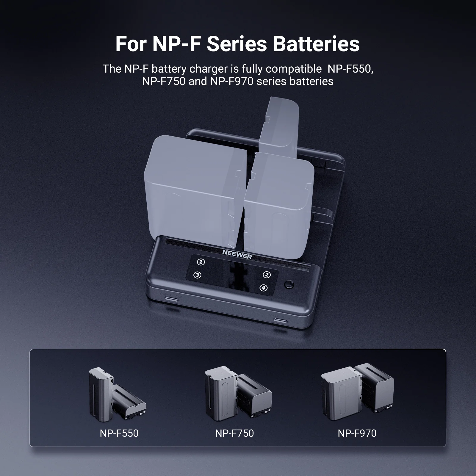 NEEWER NW-F4R 4 Channel Charger for NP-F Series Batteries - Image 16