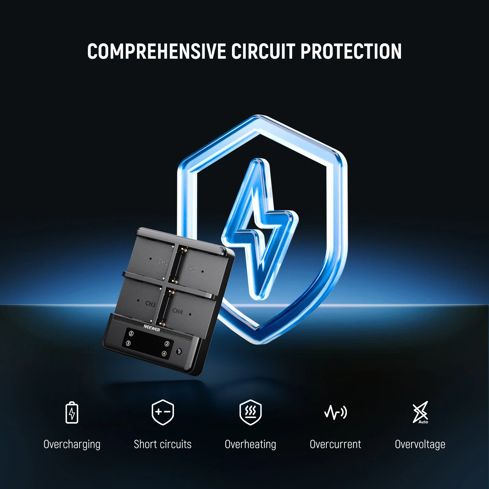 NEEWER NW-F4R 4 Channel Charger for NP-F Series Batteries - Image 6