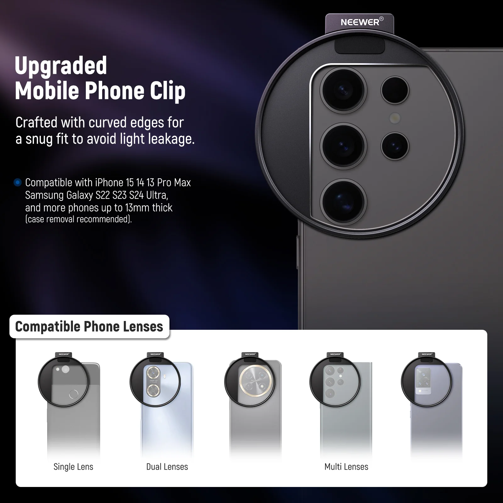 NEEWER Clip On 67mm ND2-ND32 HD Variable Phone Lens Filter Kit - Image 10
