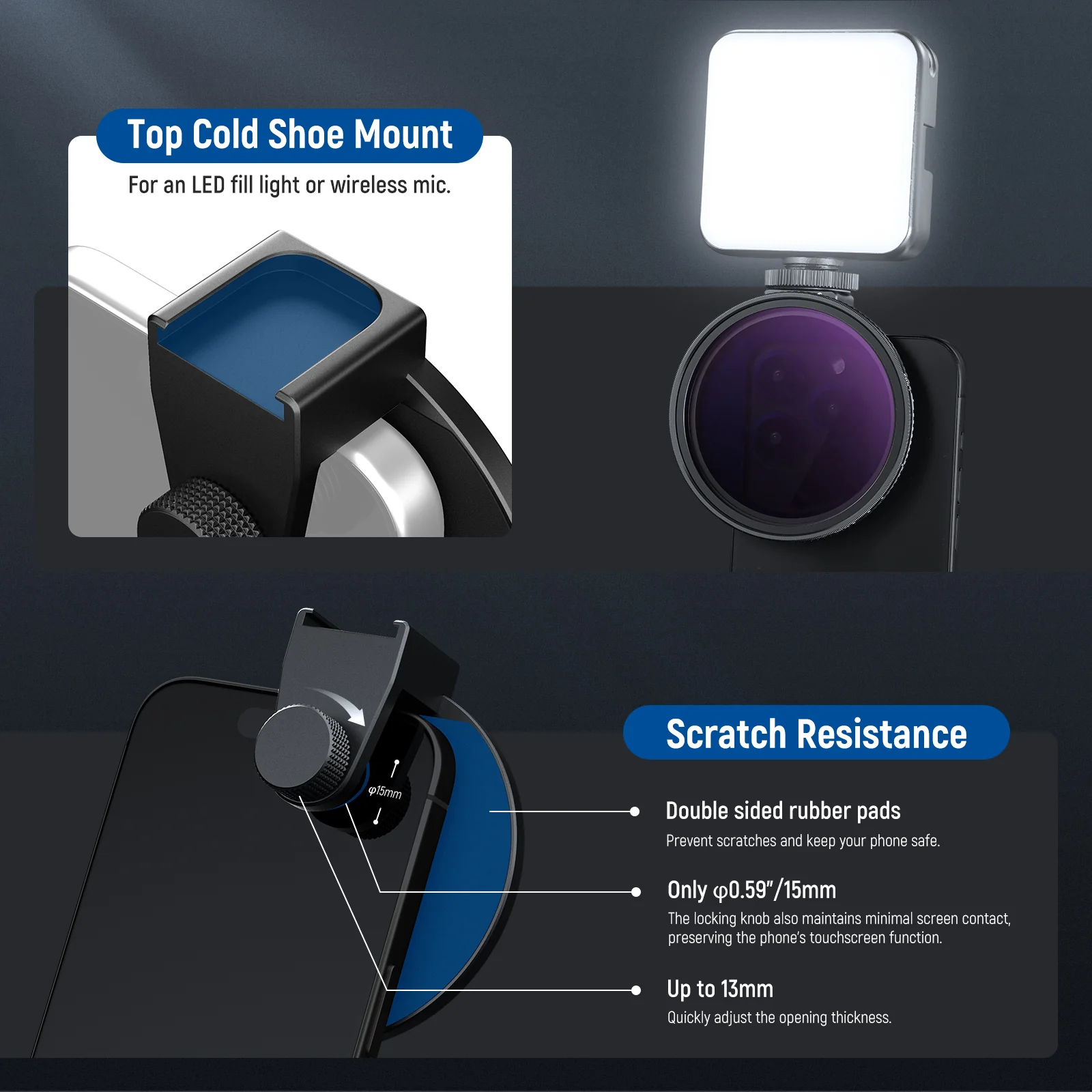 NEEWER Clip On 67mm ND2-ND32 HD Variable Phone Lens Filter Kit - Image 13