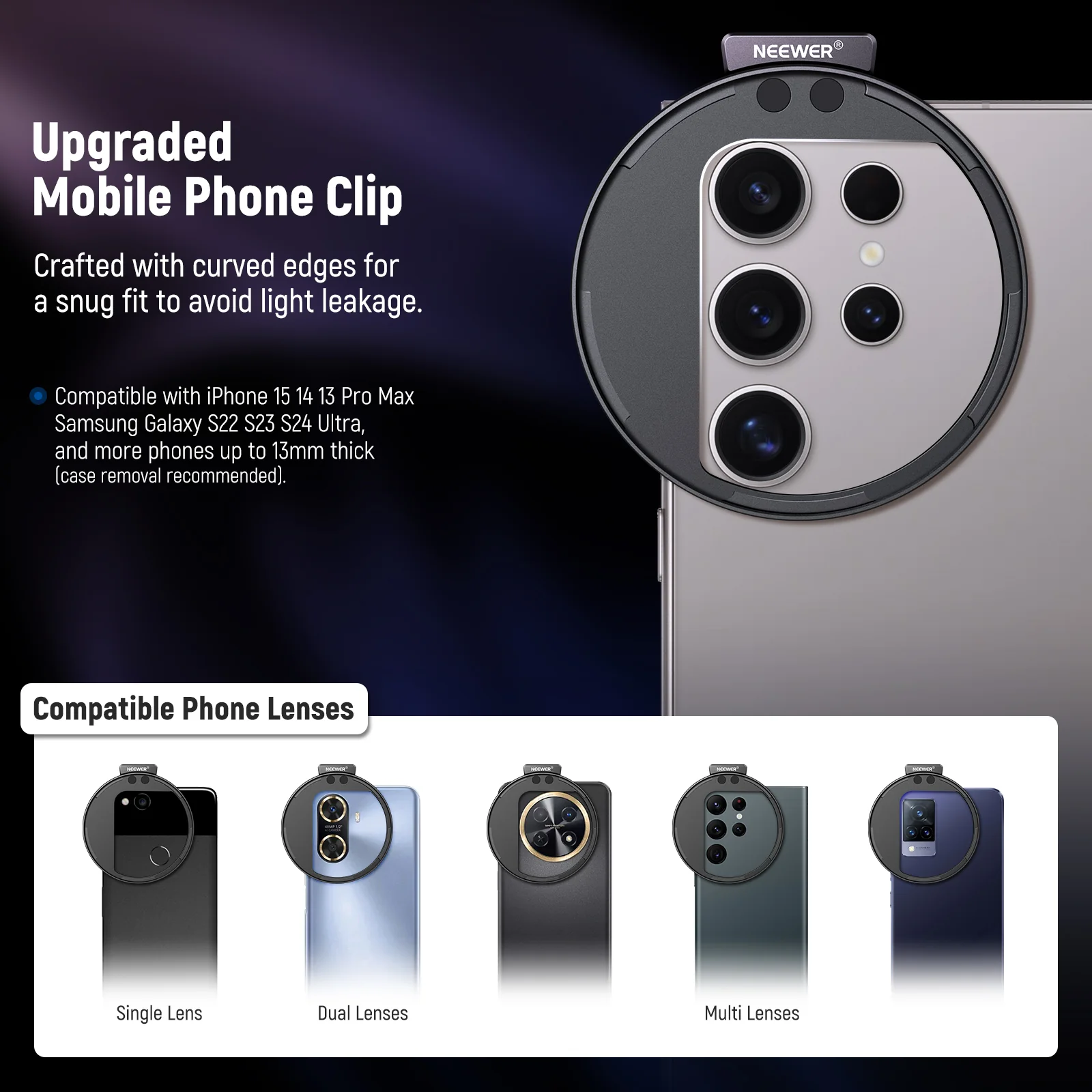 NEEWER Clip On 67mm ND2-ND32 HD Variable Phone Lens Filter Kit - Image 4