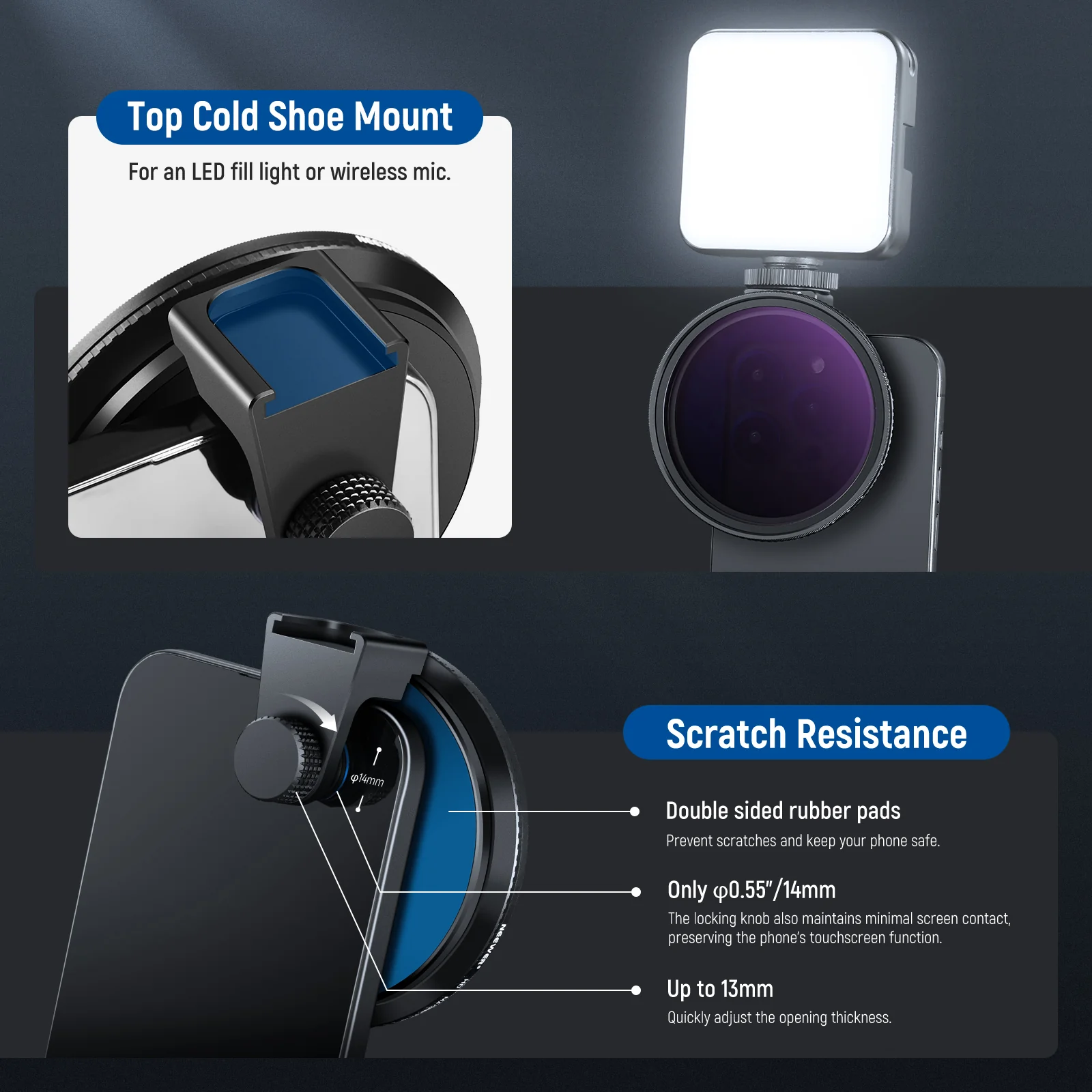 NEEWER Clip On 67mm ND2-ND32 HD Variable Phone Lens Filter Kit - Image 5
