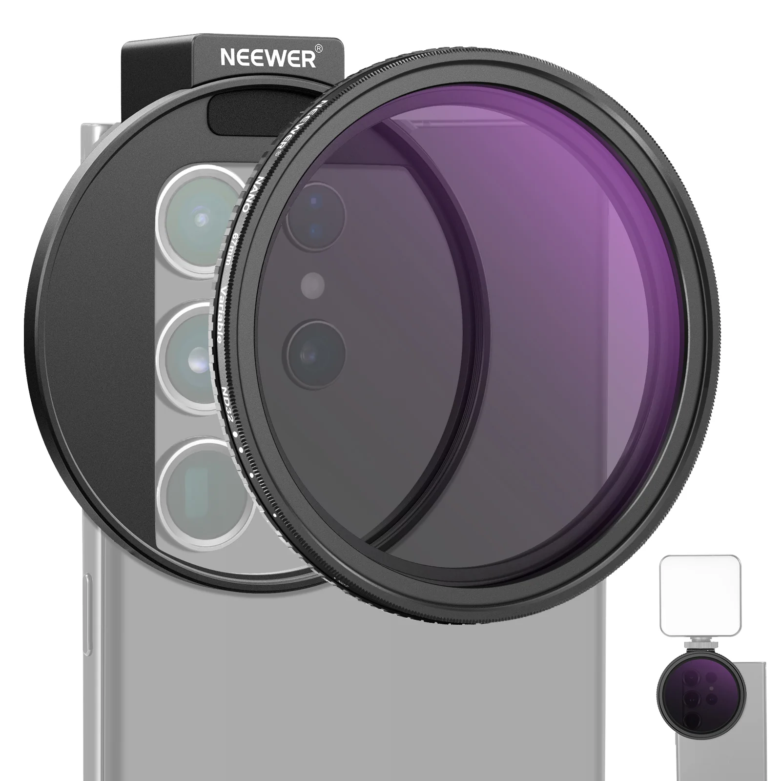 NEEWER Clip On 67mm ND2-ND32 HD Variable Phone Lens Filter Kit - Image 9
