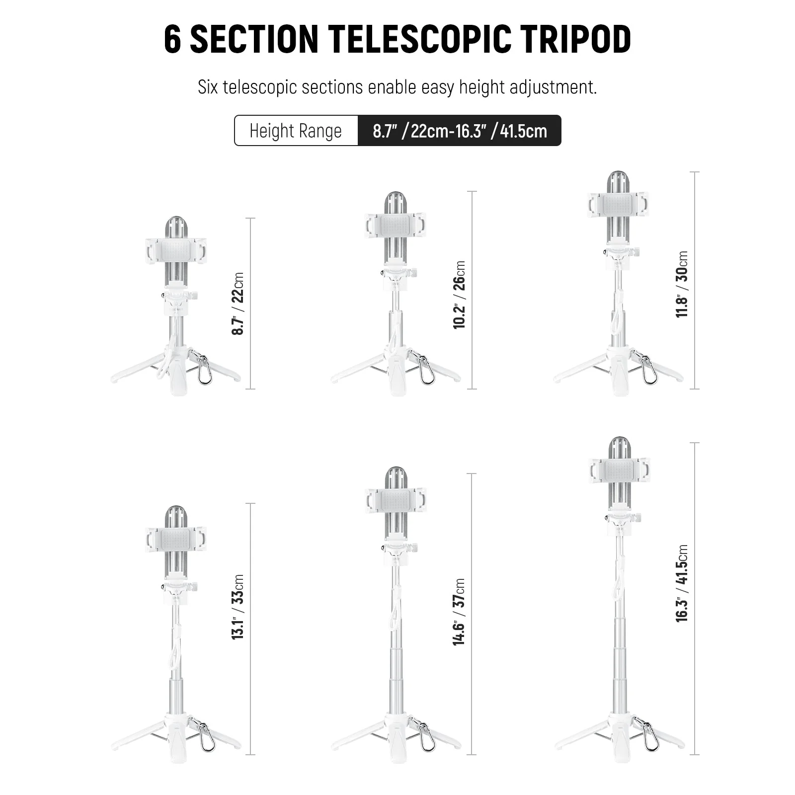 NEEWER P15 Foldable Selfie Stick Tripod with Bluetooth Remote Shutter - Image 2