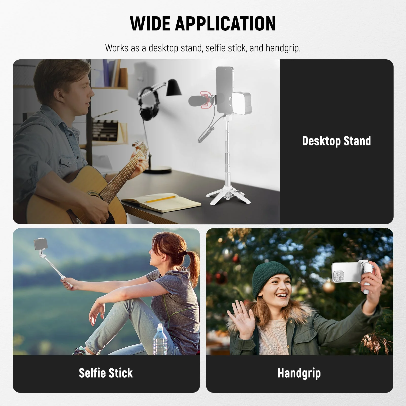 NEEWER P15 Foldable Selfie Stick Tripod with Bluetooth Remote Shutter - Image 3