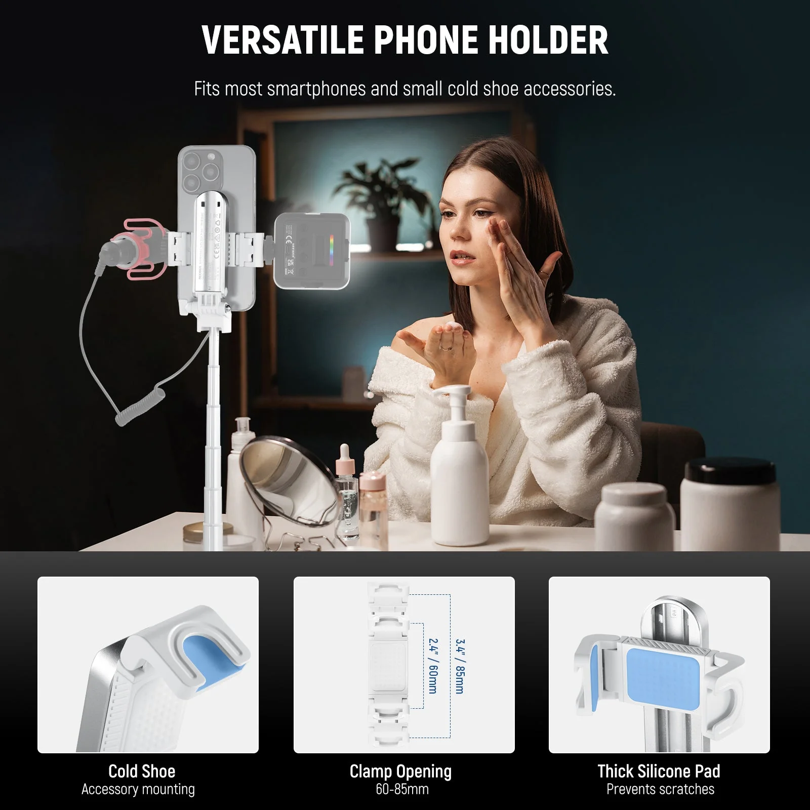 NEEWER P15 Foldable Selfie Stick Tripod with Bluetooth Remote Shutter - Image 5
