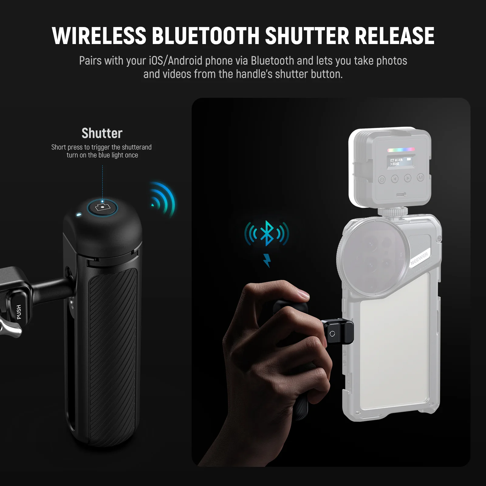 NEEWER PA045E Side Handle with Bluetooth Remote Shutter - Image 3