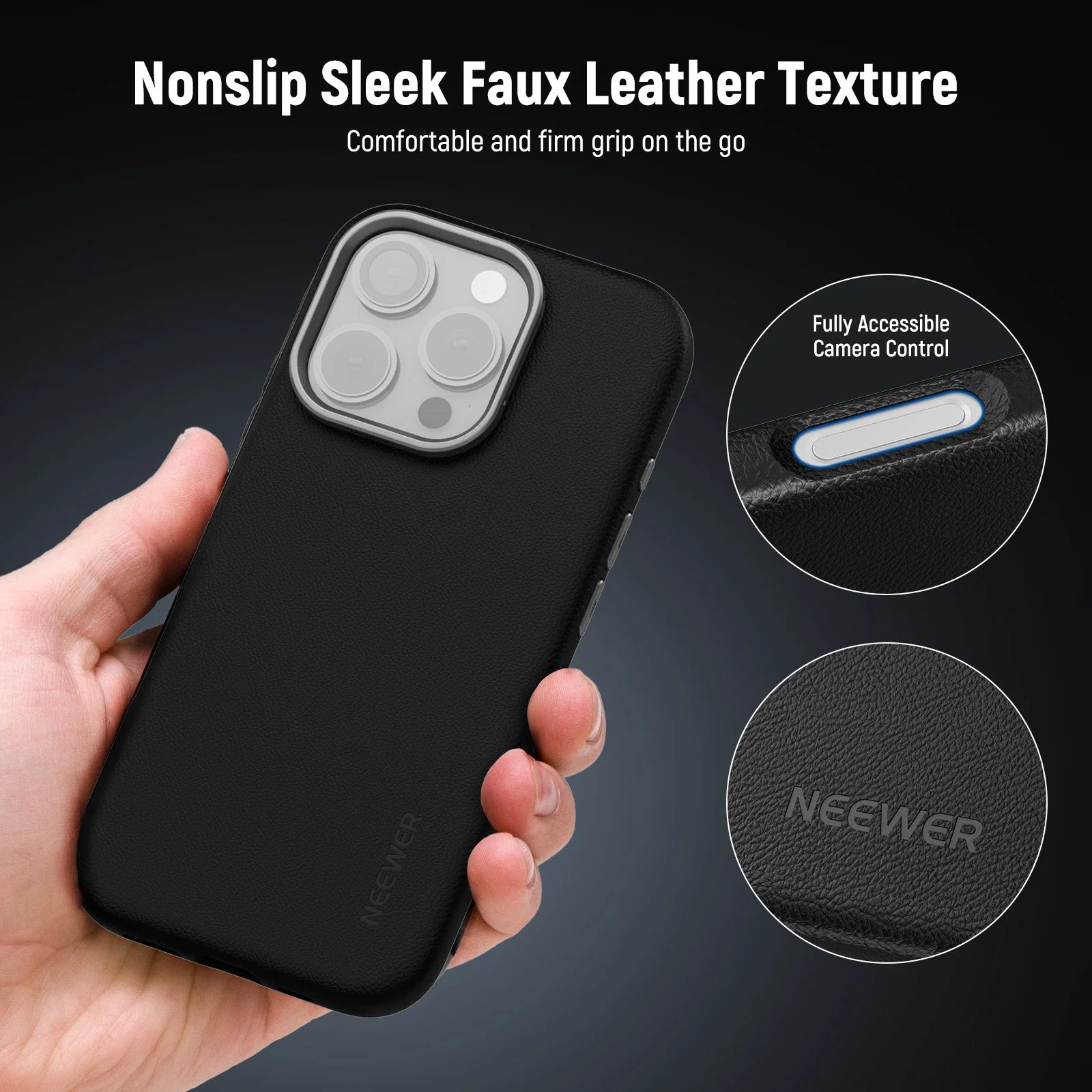 NEEWER PA083P/PA084P Black Case with 3 Backplates for iPhone 16 Pro/Pro Max - Image 6
